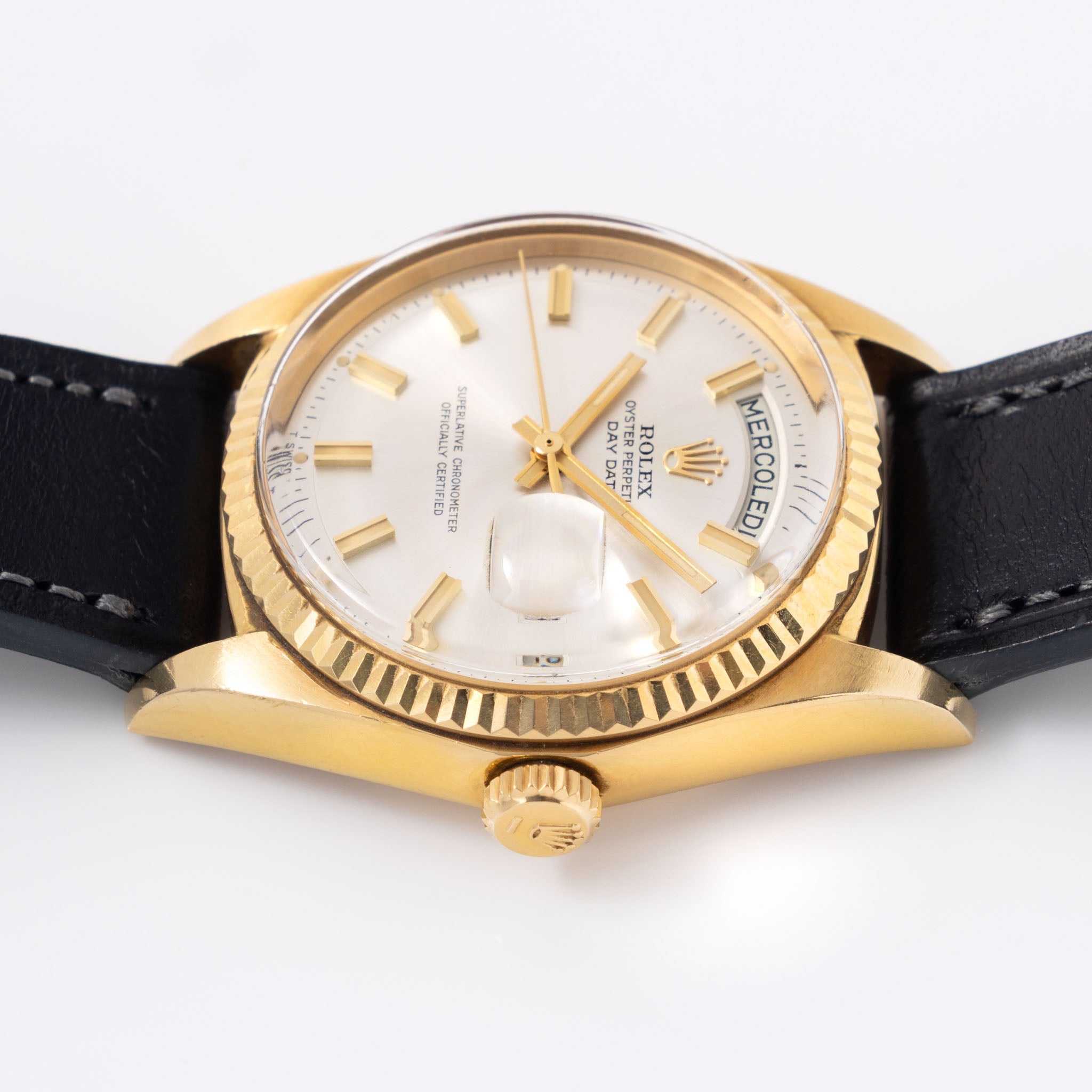 Rolex Day-Date 1803 Silver Wide-Boy Dial 18k Yellow Gold with Punched Guarantee Paper