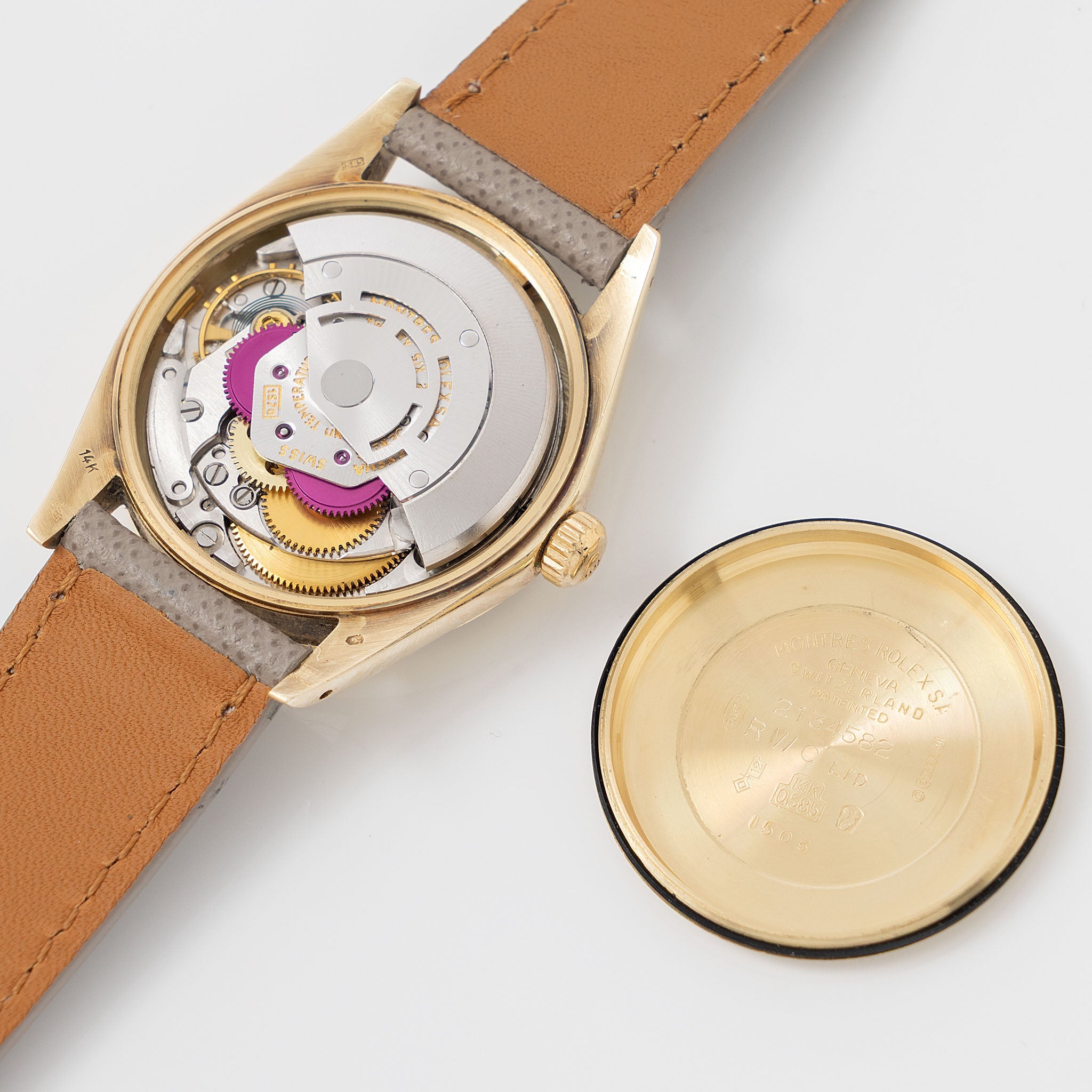 Rolex Oyster Perpetual Date 1500 Taupe Singer Proto/Test Dial in 14k Yellow Gold