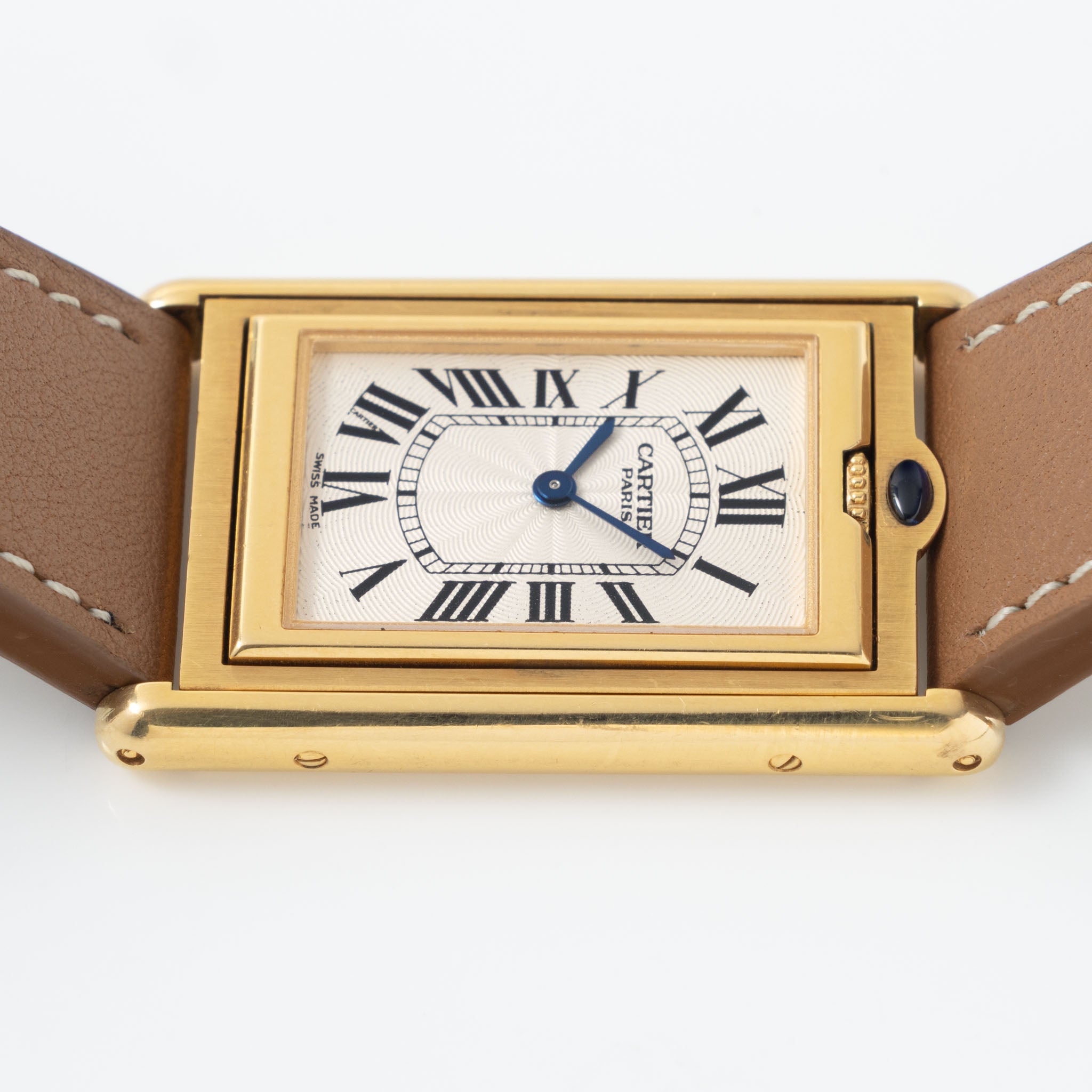 Cartier Basculante 2391 Guilloché Dial in 18k Yellow Gold Millennium Limited Edition
