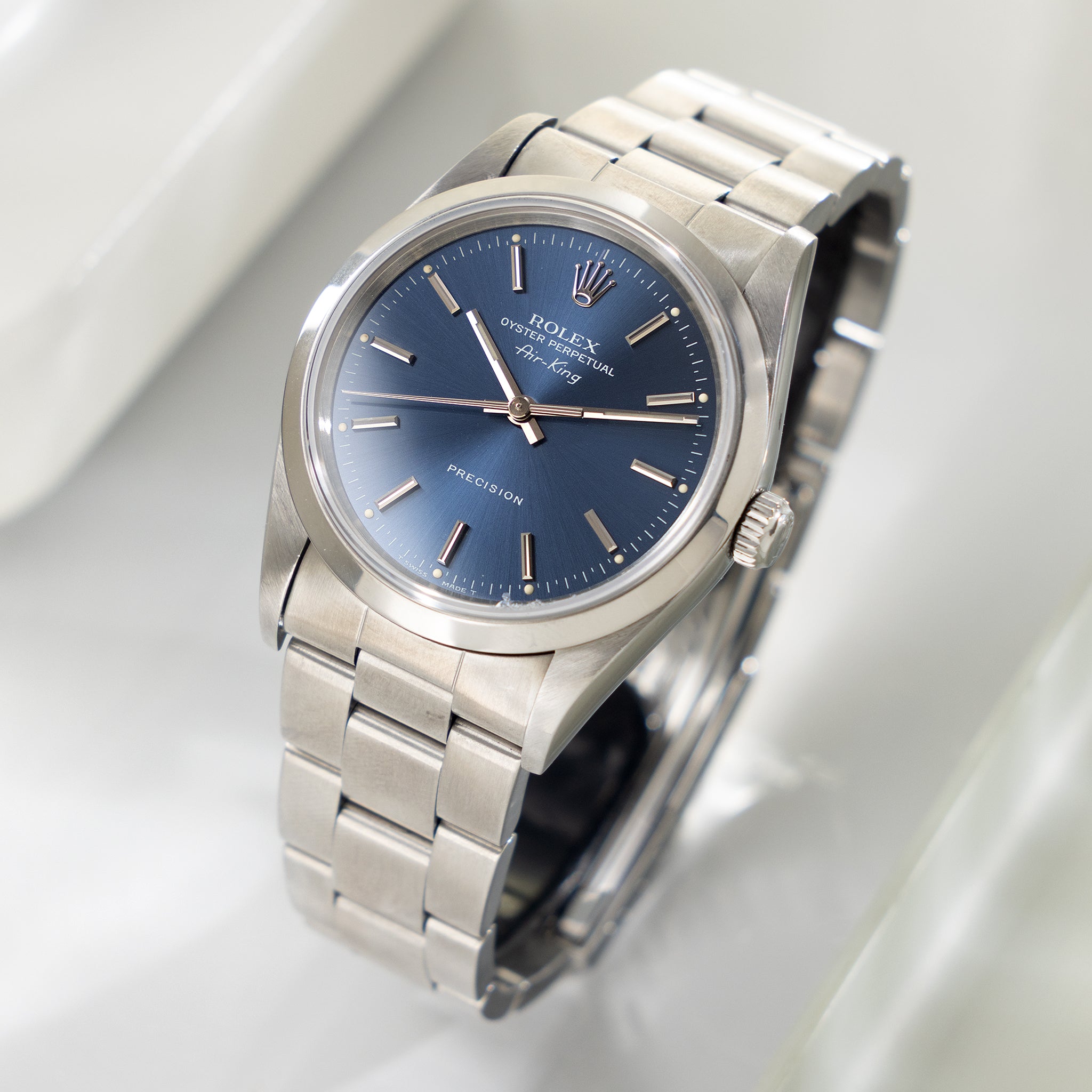 Rolex Air-King 14000 Blue Soleil Finish Dial with Original Punched Papers
