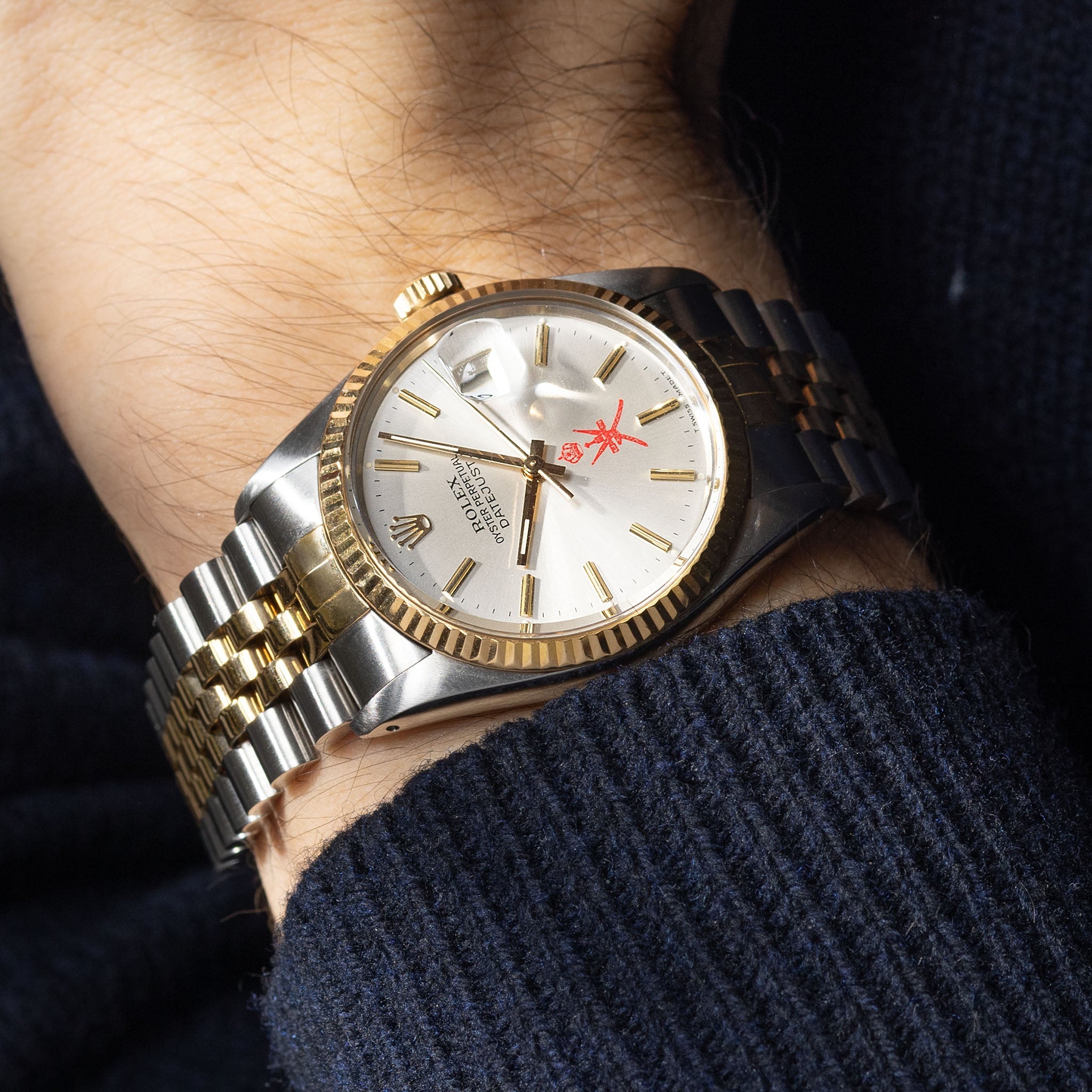 Rolex Datejust 16013 Silver Khanjar Dial Steel and Gold with Original