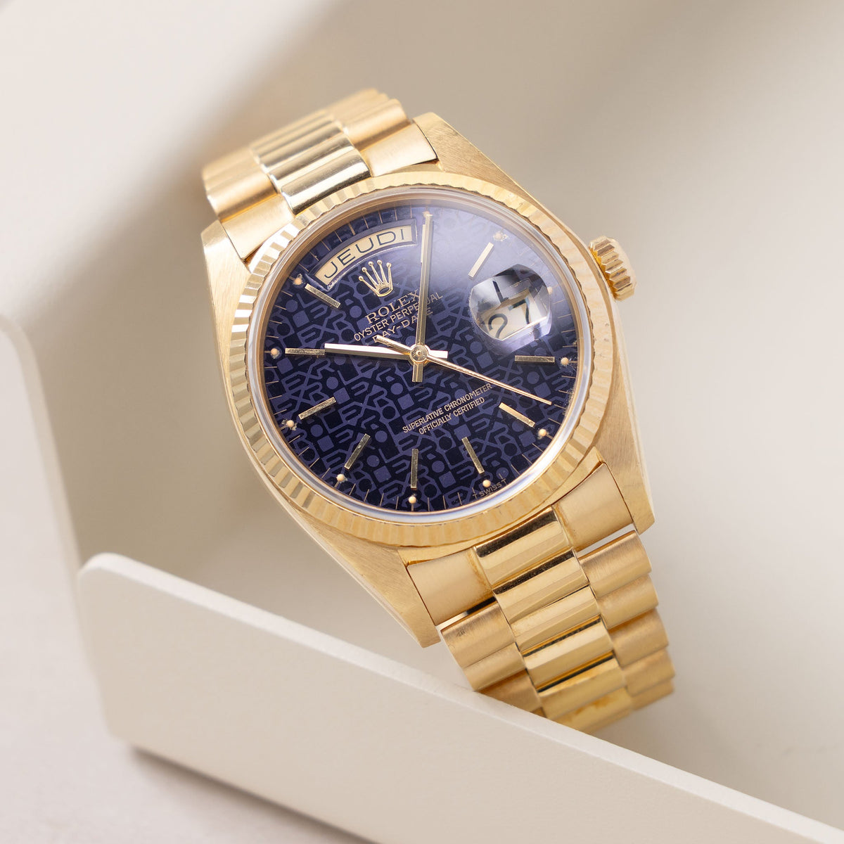 Rolex Day-Date 18038 Purple Jubilee Dial Box and Papers French Hallmarks