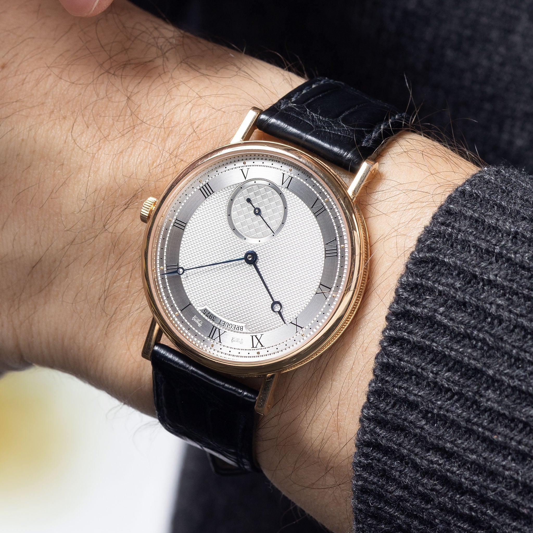 Breguet Classique 7147 Silver Guilloché Dial in 18k Rose Gold