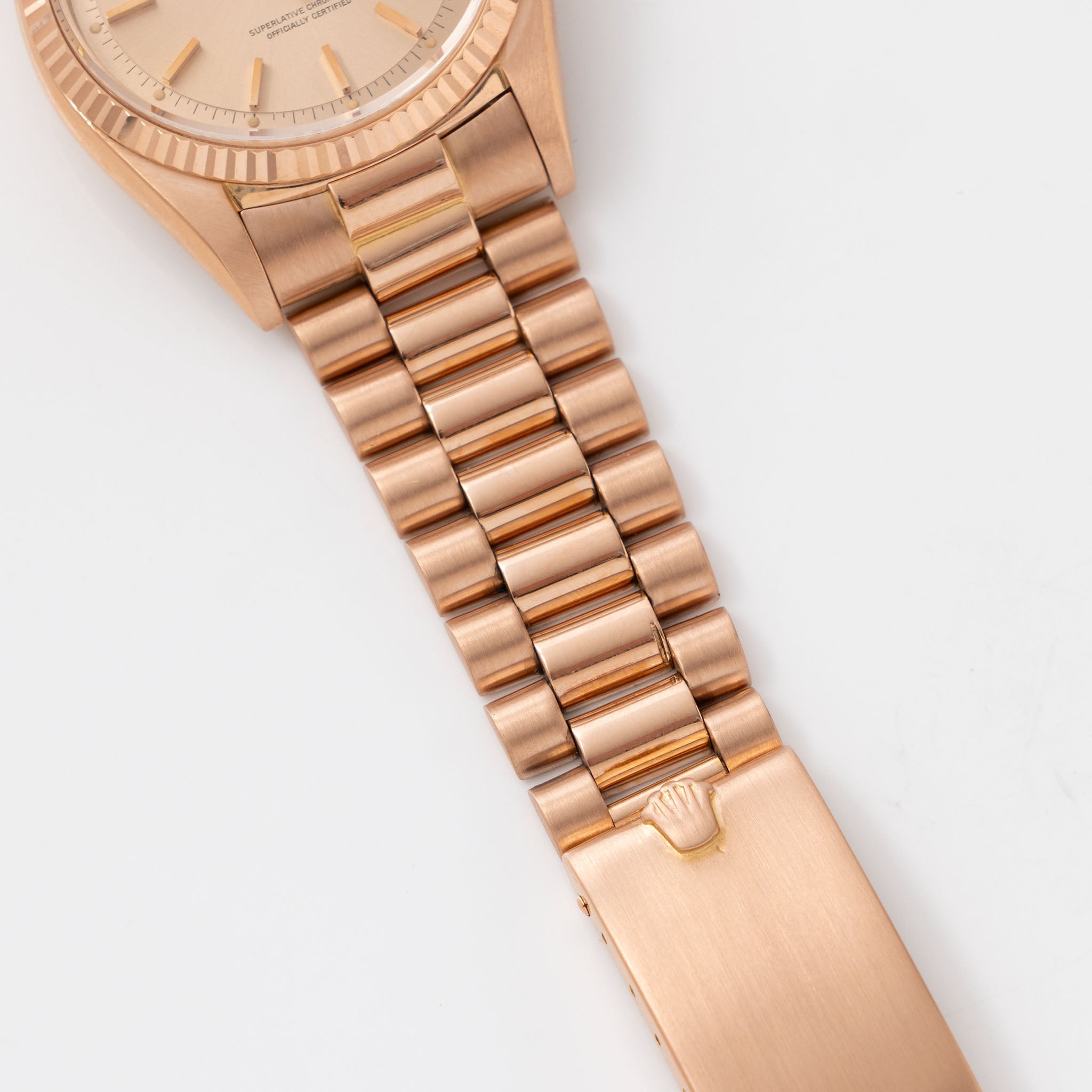 Rolex Day-Date 1803 in 18k Rose Gold Pink-on-Pink Gay Frères Bracelet Portuguese Disc