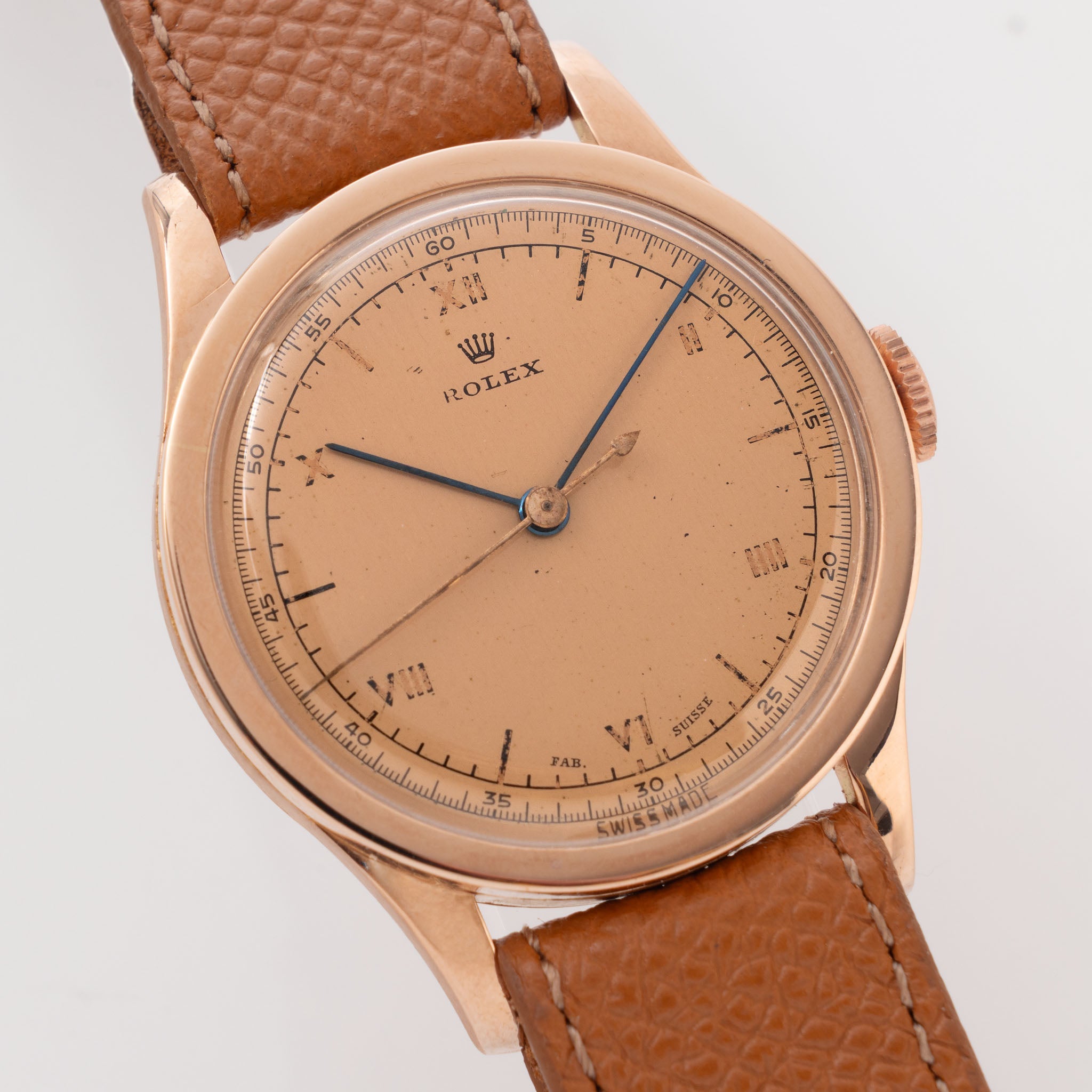 Rolex French Case Calatrava Dress Watch Gold Dial in 18k Rose Gold