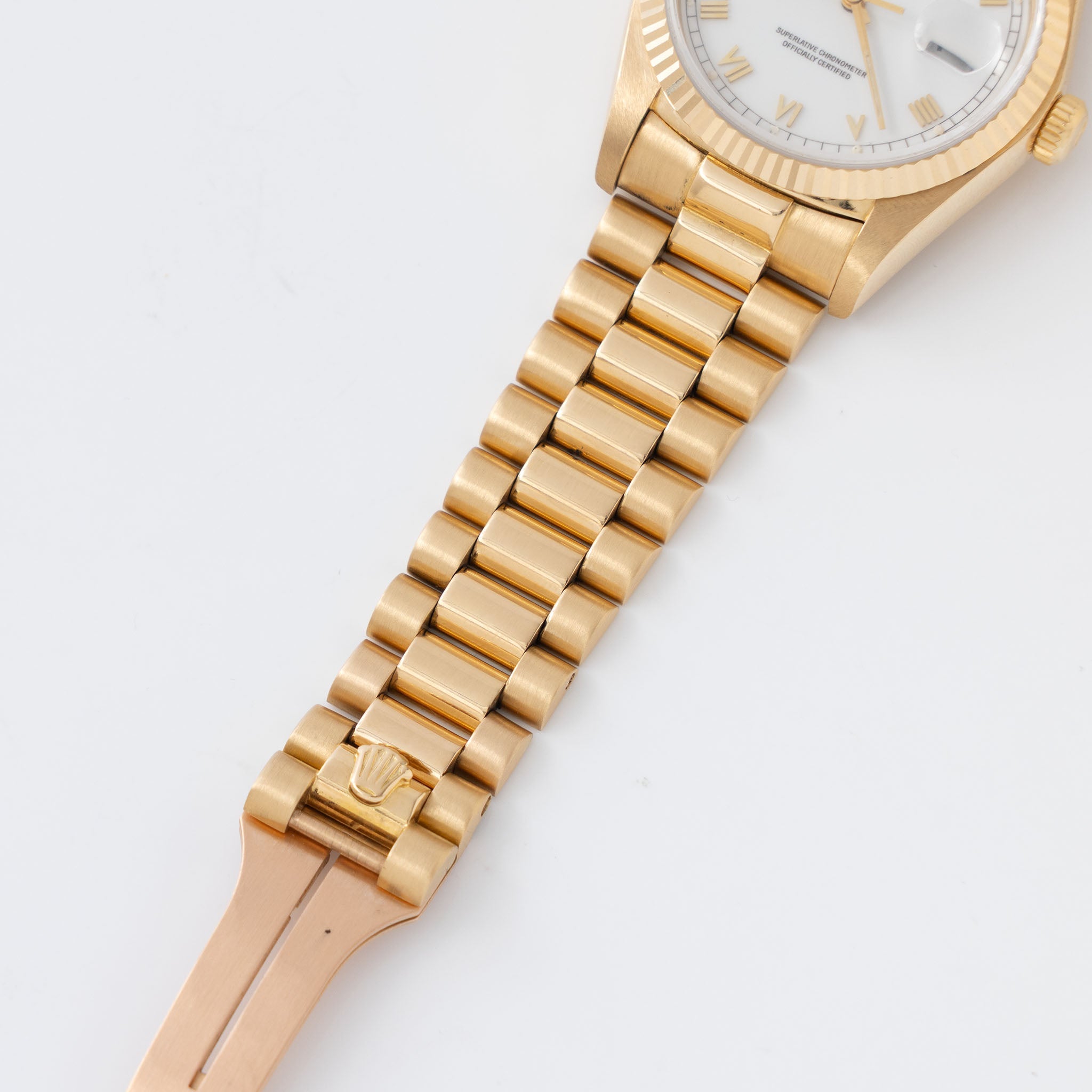 Rolex Day-Date 18038 Porcelain Roman Dial in 18k Yellow Gold