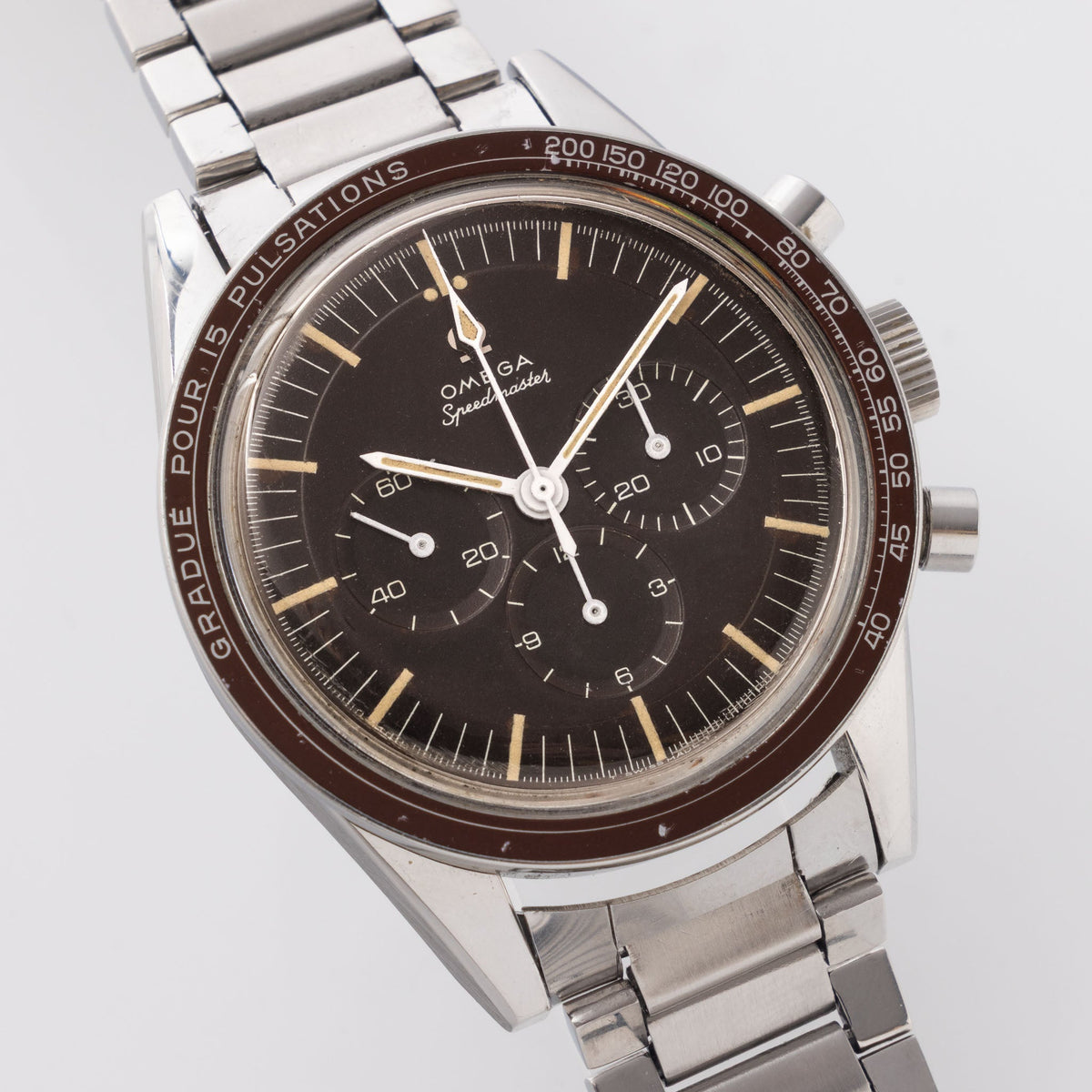 Omega Speedmaster 105.003 Ed White Tropical Brown Dial Pulsations Bezel with Extract of the Archives
