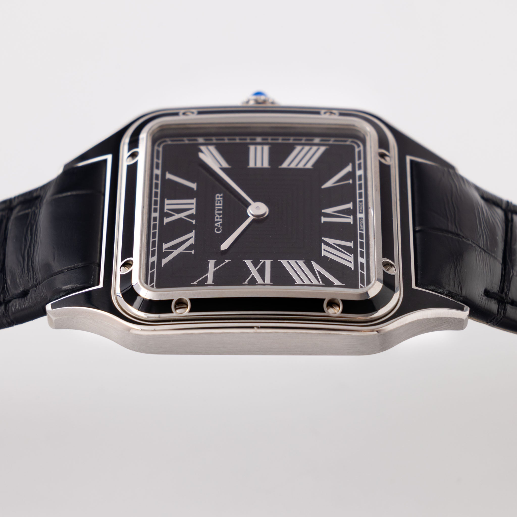 Cartier Santos Dumont Black Lacquered ref. WSSA0046 Box and Paper Set