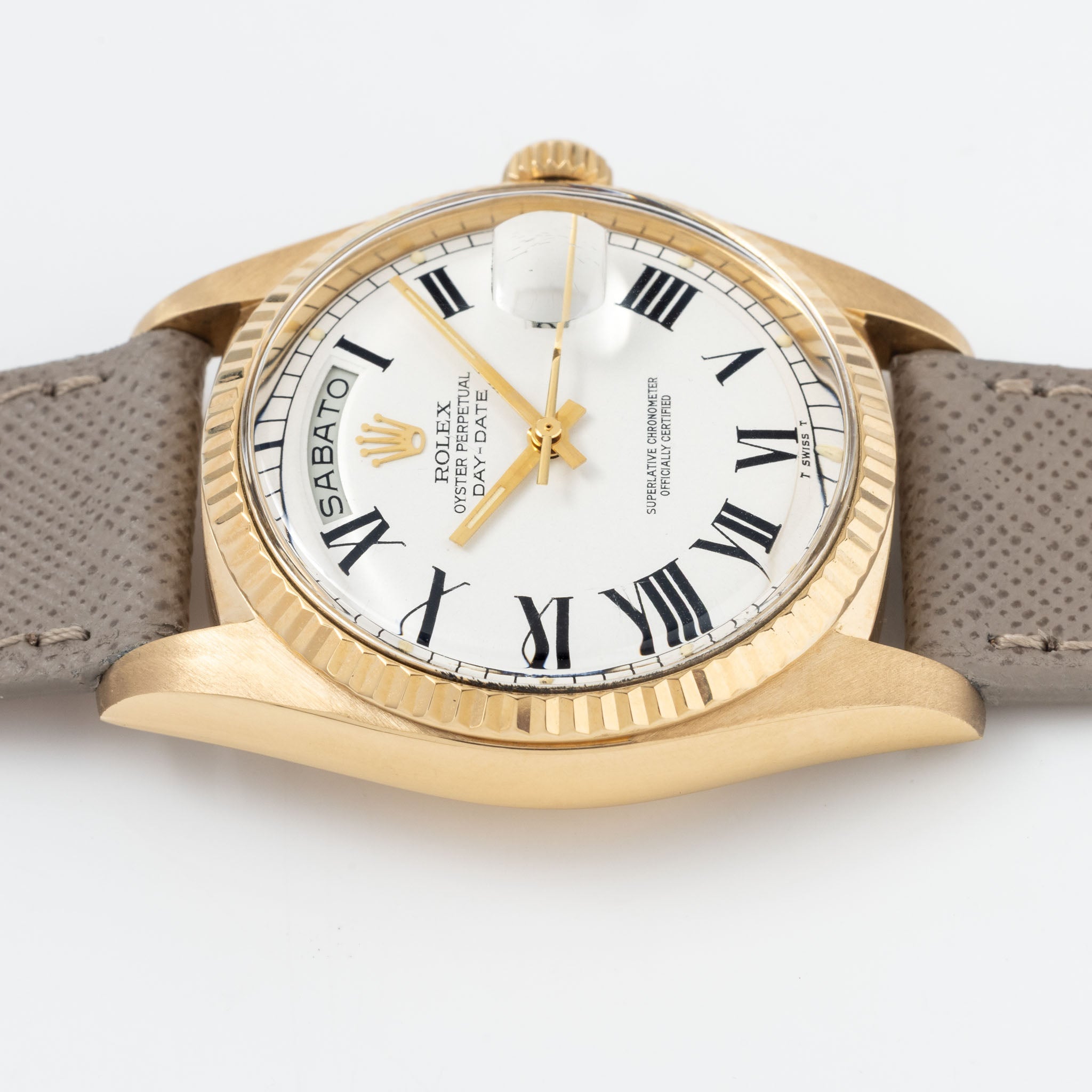 Rolex Day-Date 1803 White Buckley Dial in 18k Yellow Gold