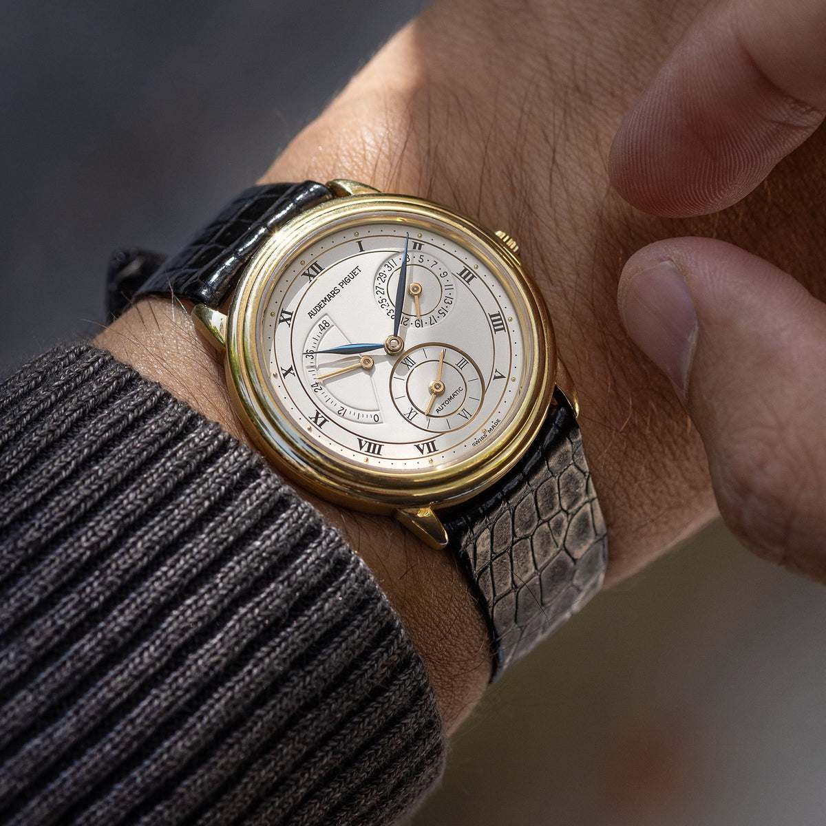 Audemars Piguet Dual Time Ref 25685 002BA in 18k Yellow Gold with Box and Papers