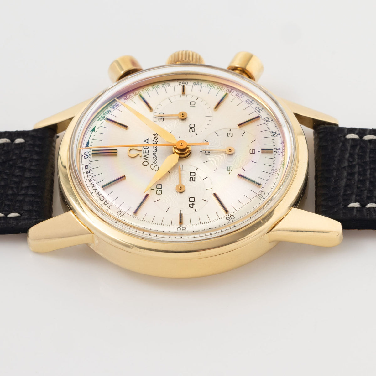 Omega Seamaster Cal.321 Chronograph Silver Dial in 18k Yellow Gold ref. 14904-62