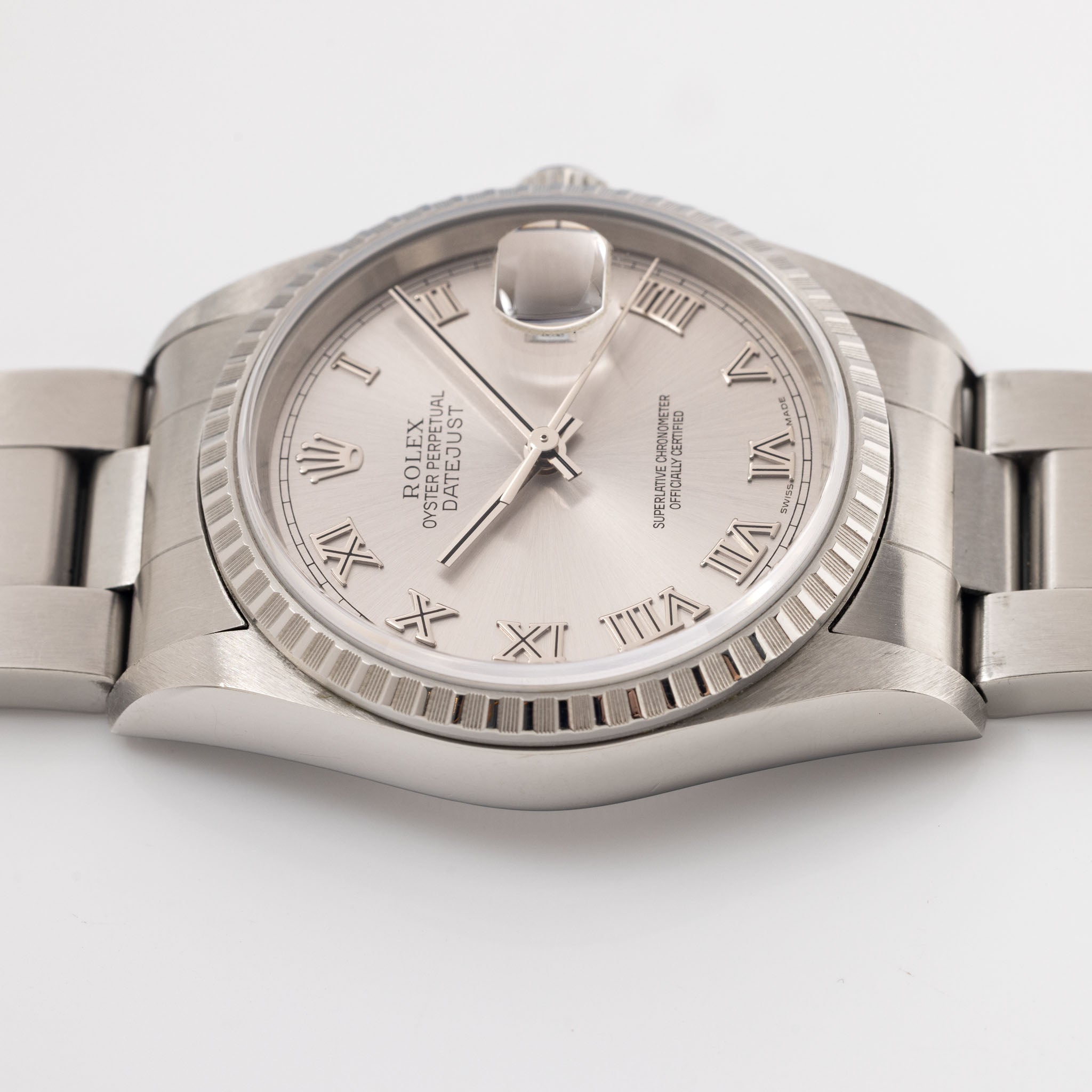 Rolex Datejust 16220 Silver Roman Dial with Original Papers