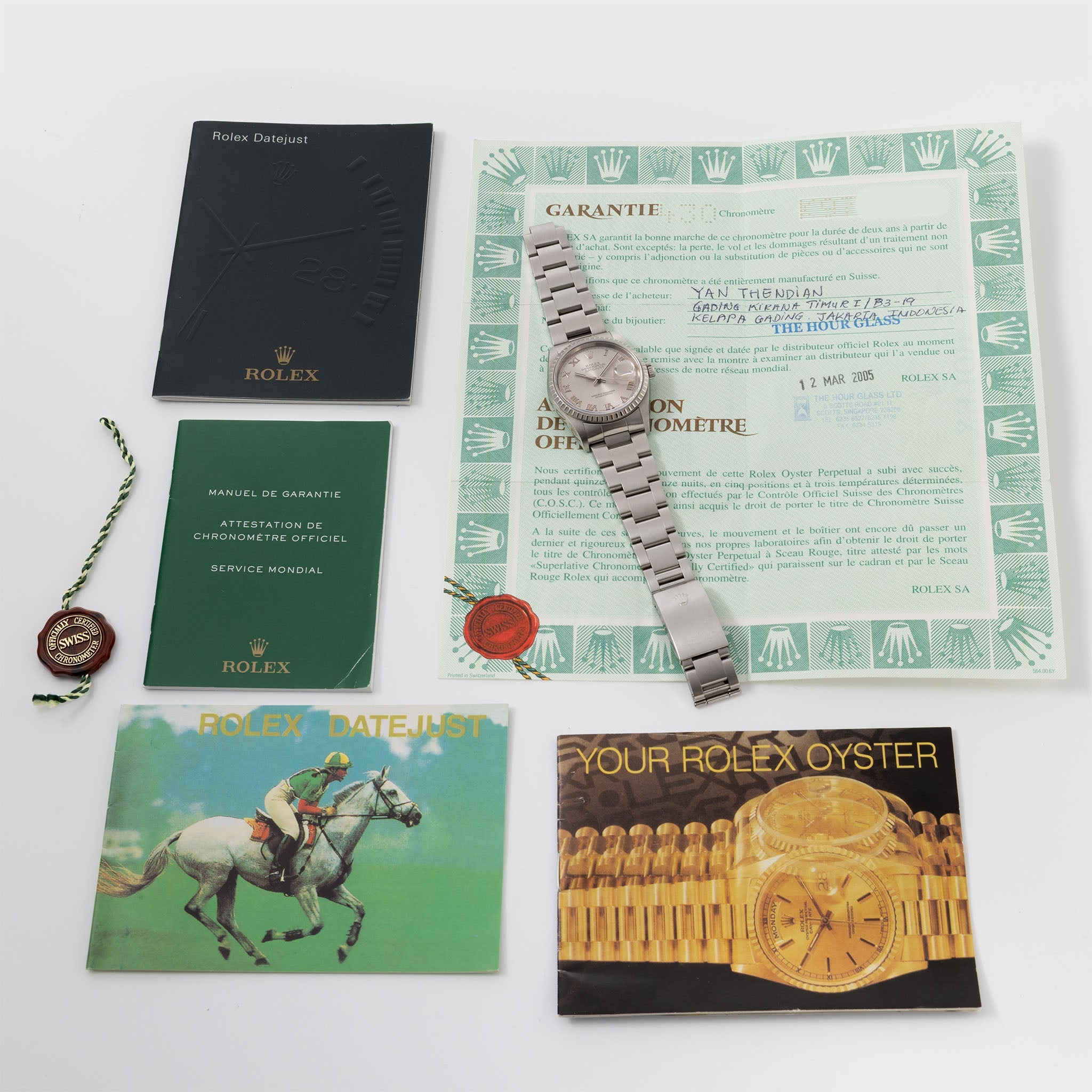 Rolex Datejust 16220 Silver Roman Dial with Original Papers