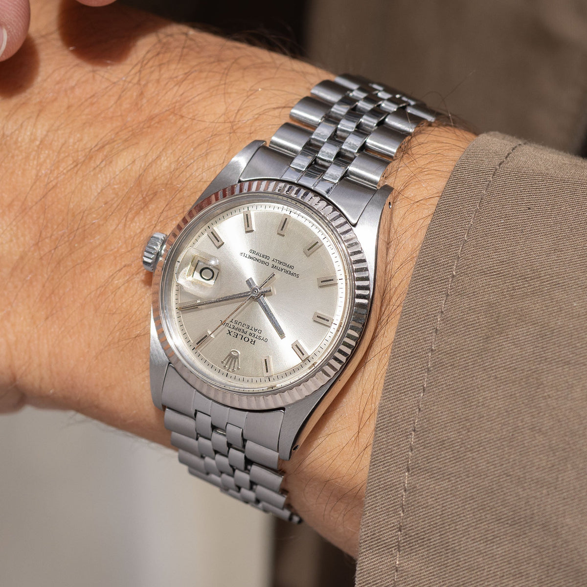 Rolex Datejust 1601 rare No Lume Singer Block Markers dial