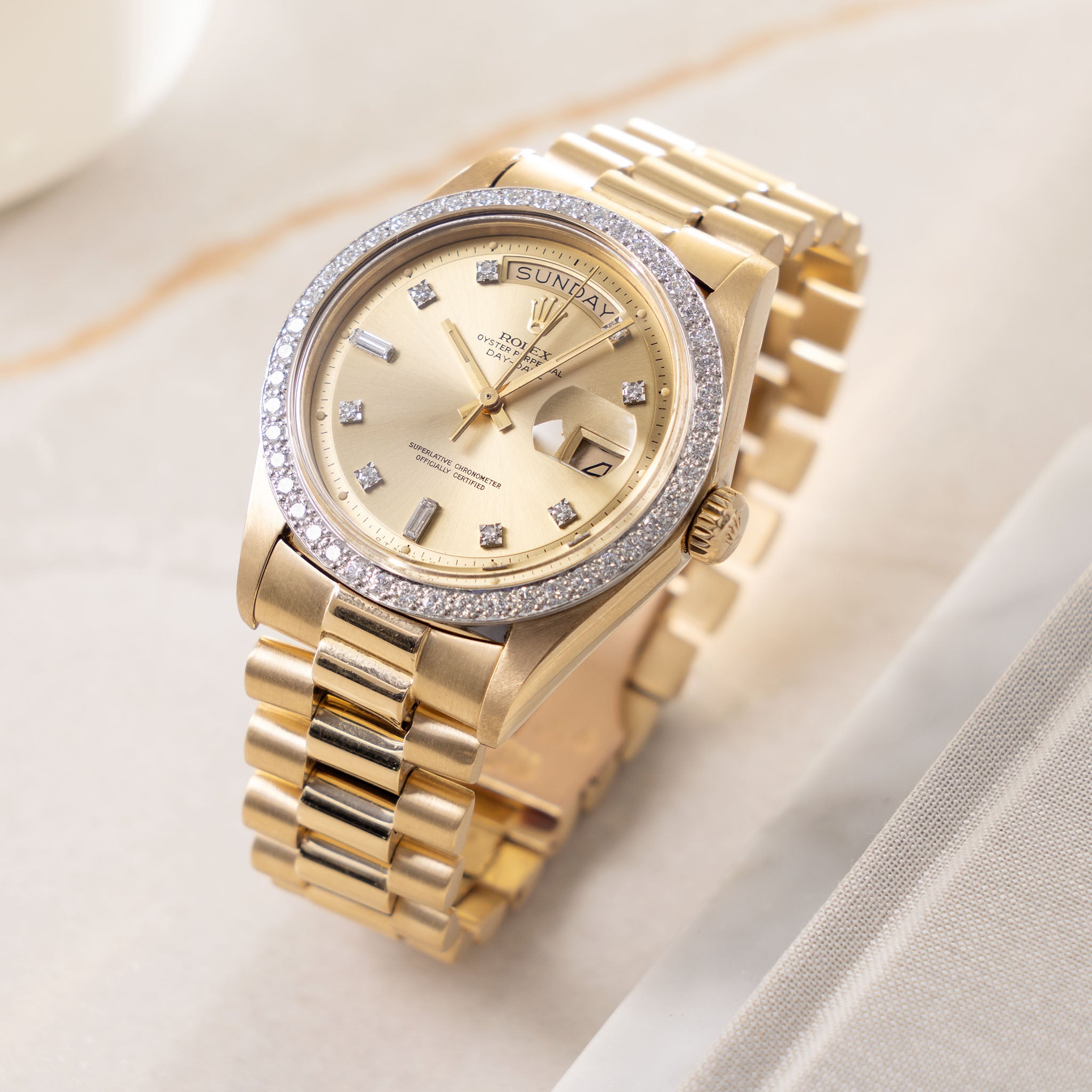 Day date diamond dial best sale