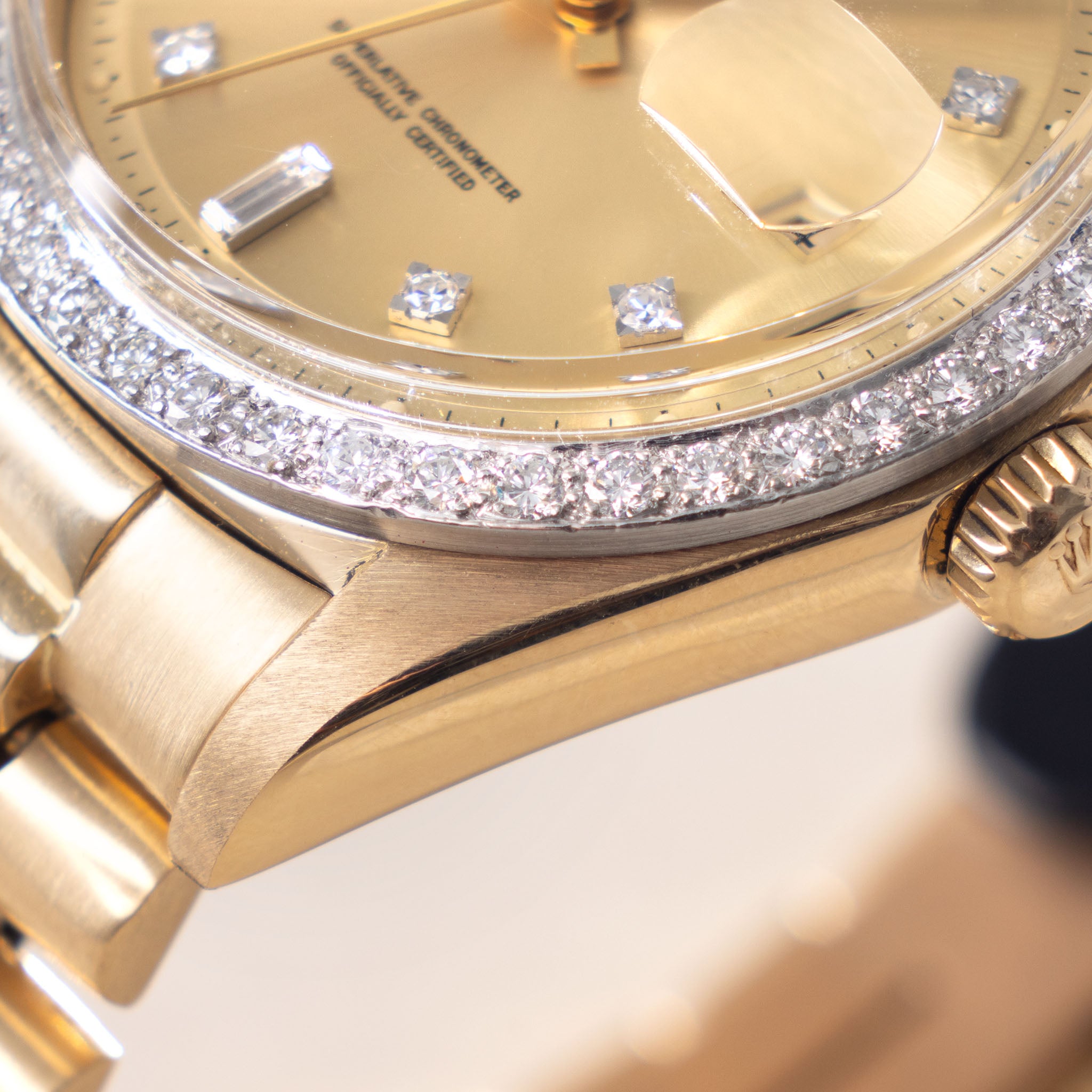 Rolex Day-Date Yellow Gold Champagne Diamond Dial Ref 1804