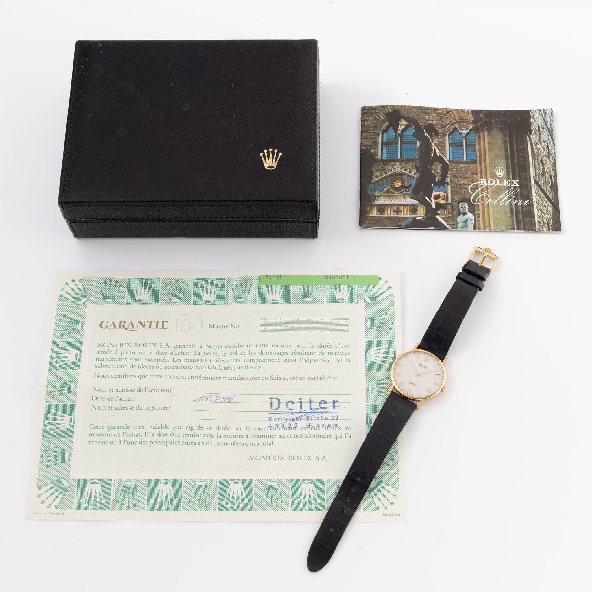 Rolex Cellini white Jubilee Dial Original Box and Papers Ref 5112 in 18 k yellow gold