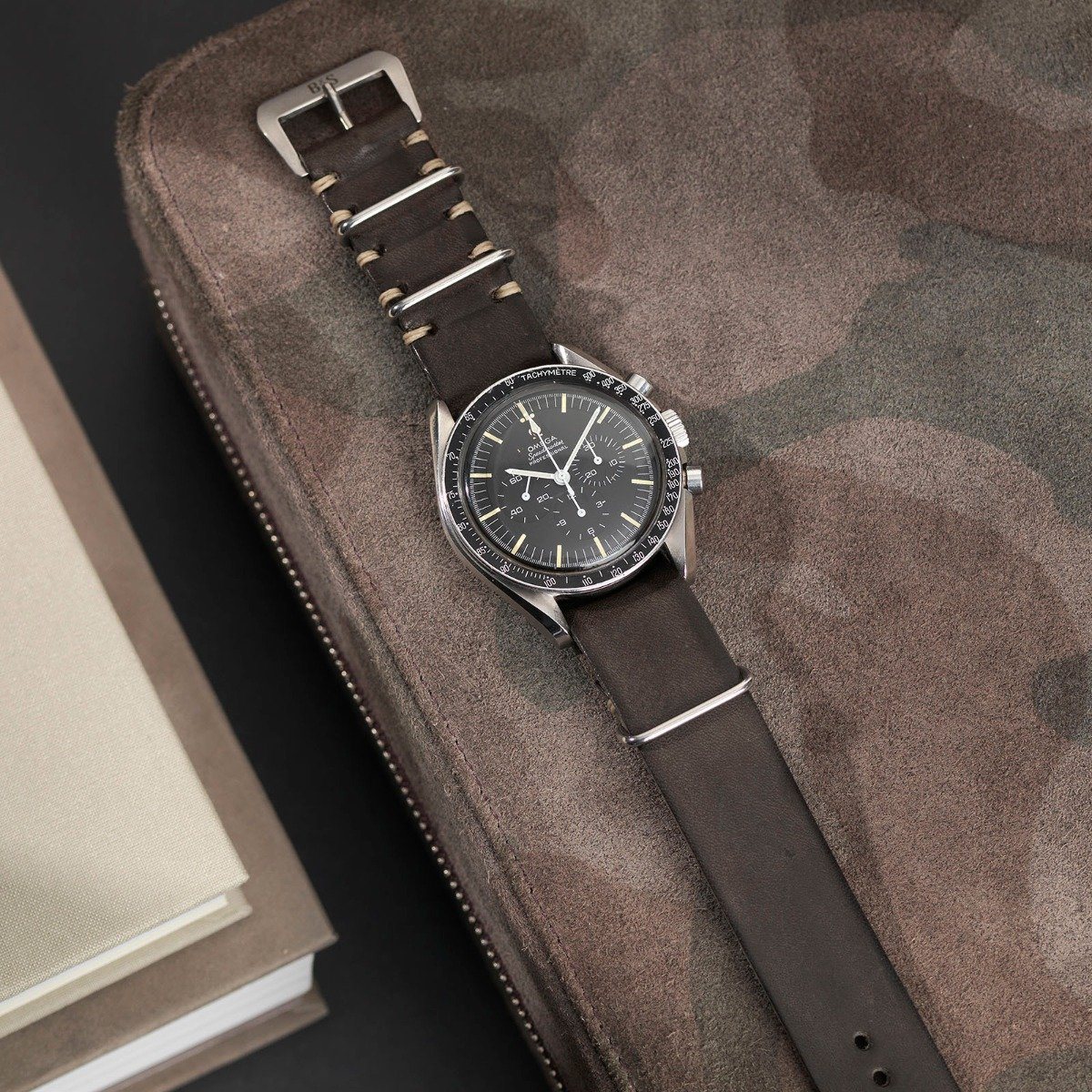 Piombo Grey Single Pass Leather Watch Strap