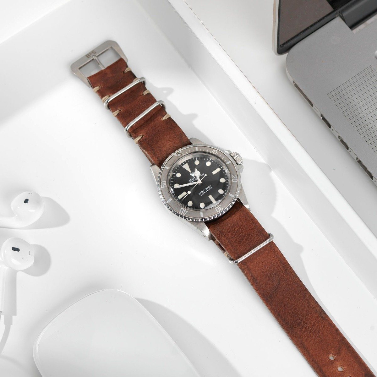 Siena Brown Single Pass Leather Watch Strap
