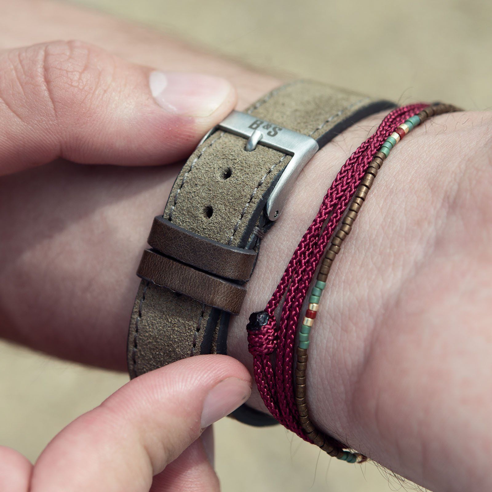 Dark Grey Rugged Leather Watch Strap