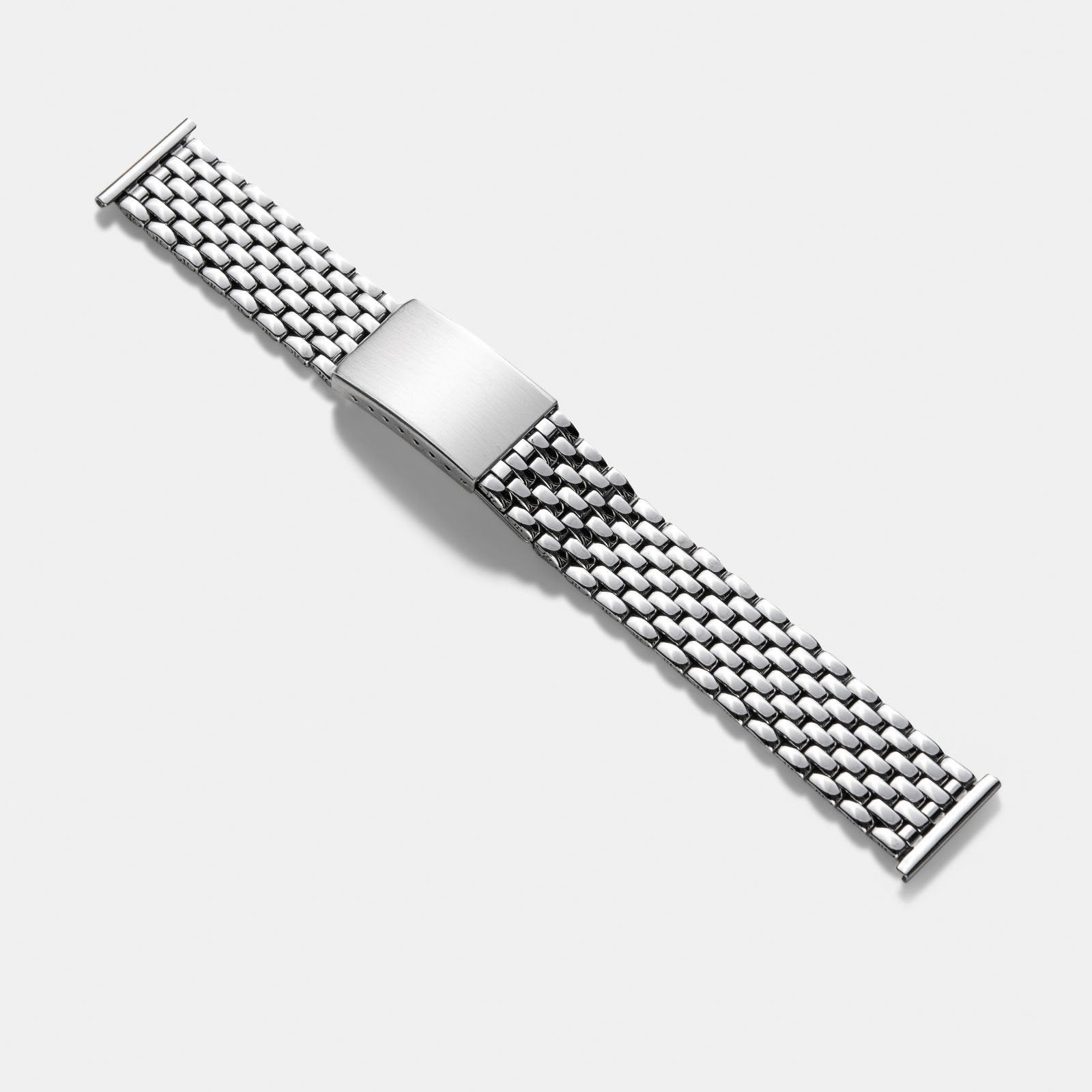 Beads Of Rice Full Polish Straight End Link Steel Watch Bracelet