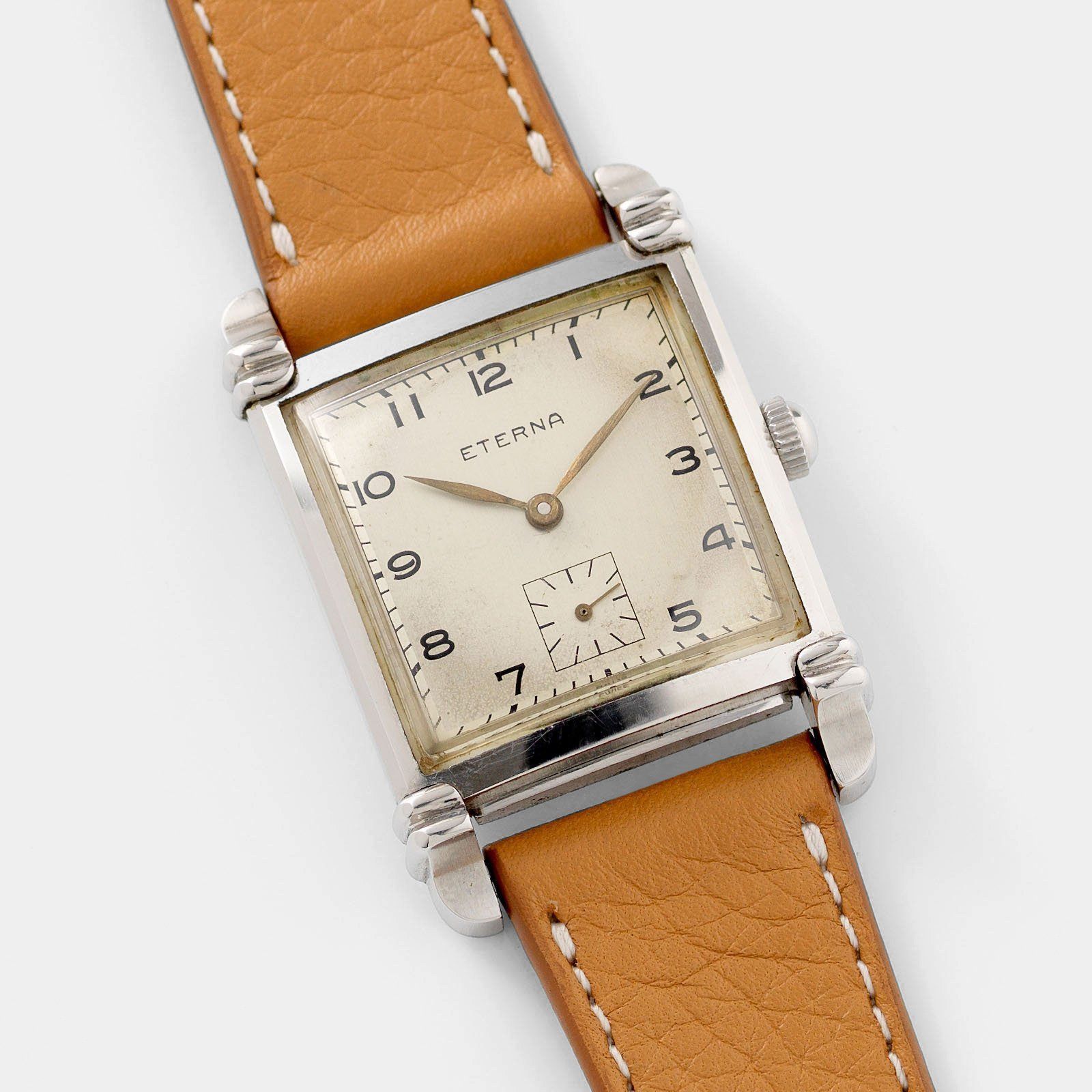 Eterna Square Case Steel Dress Watch 1940s - Main Image
