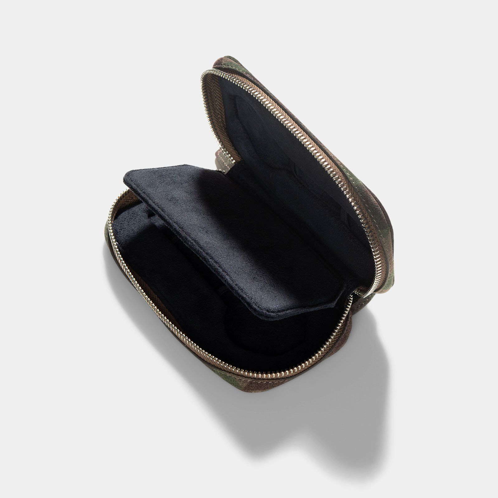 Grey Camo 2 Watch Leather Zip Pouch