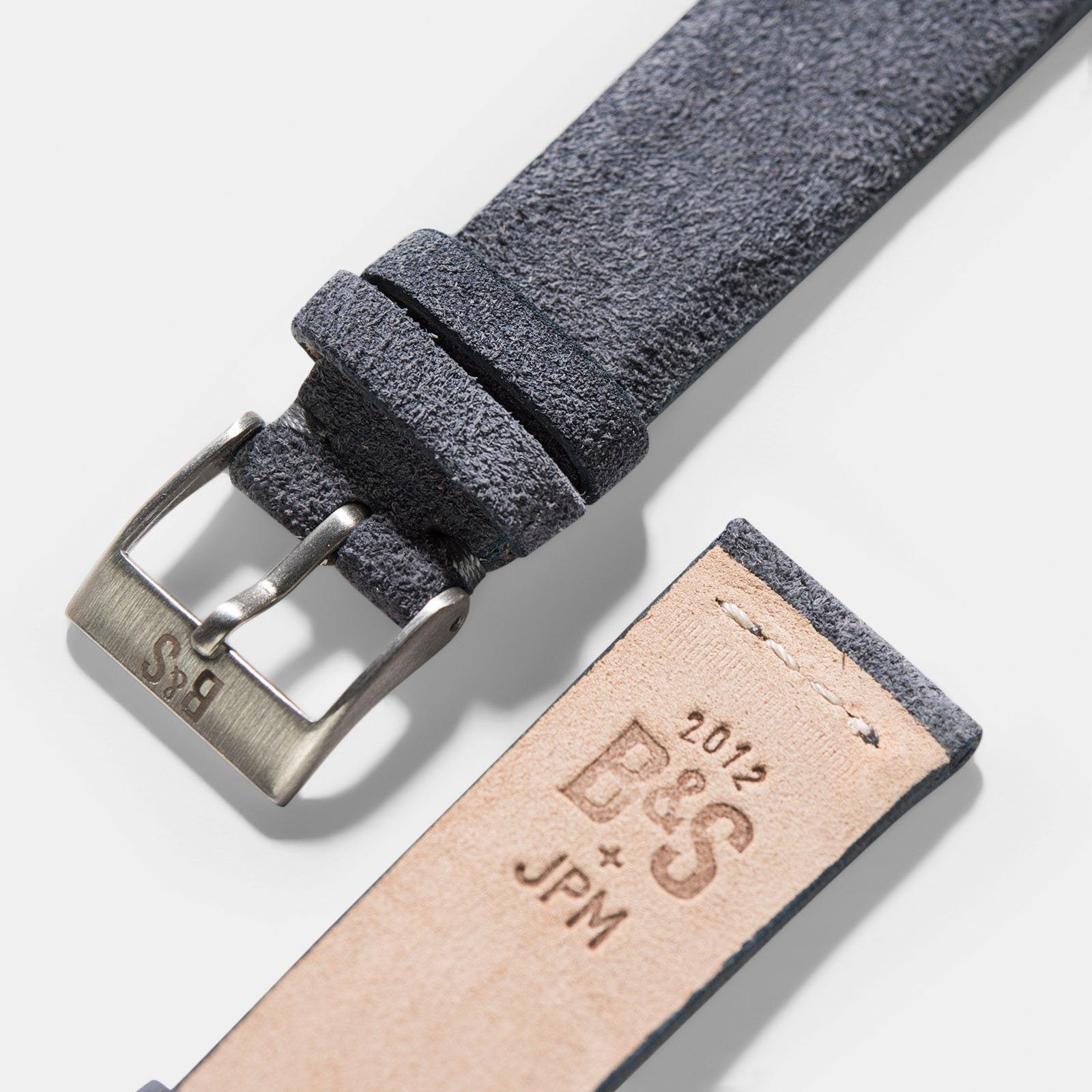 Dark Grey Silky Suede Leather Watch Strap