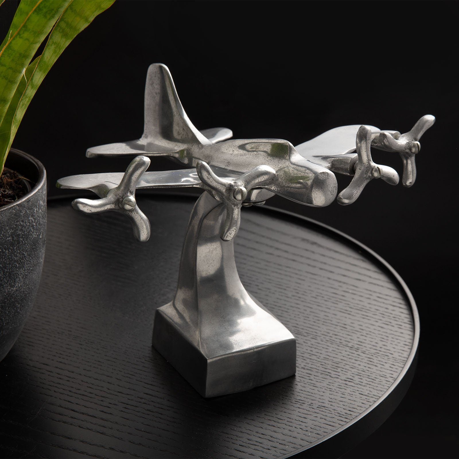 Vintage Aluminium 4 Prop Engined Model Airplane 5