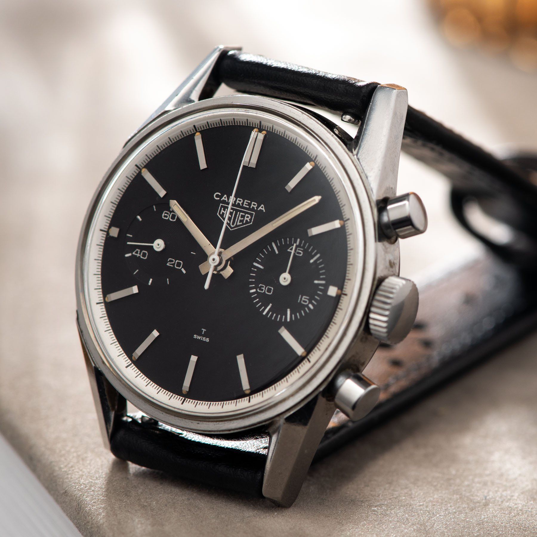 Watch Heuer 3647n Heuer Carrera Ref 3647 Black Dial Silver Print - Main Image