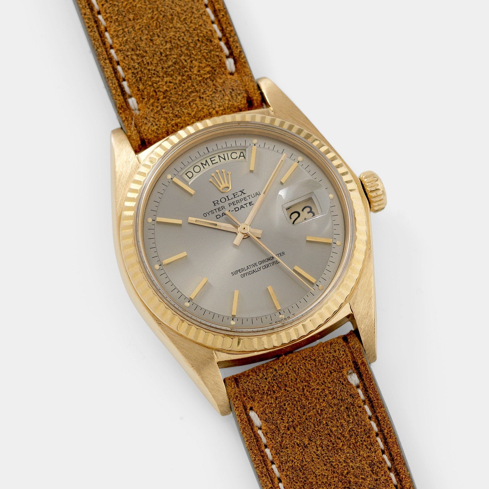 Rolex Day Date Yellow Gold Grey Soleil Dial 1803