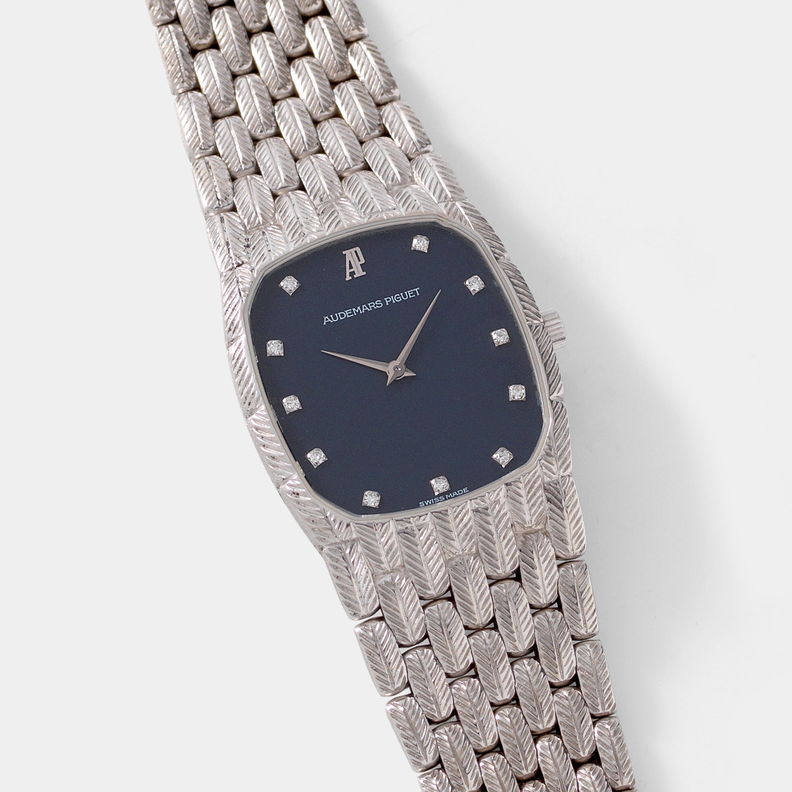 Audemars Piguet White Gold Integrated Leaf Bracelet Blue Dia