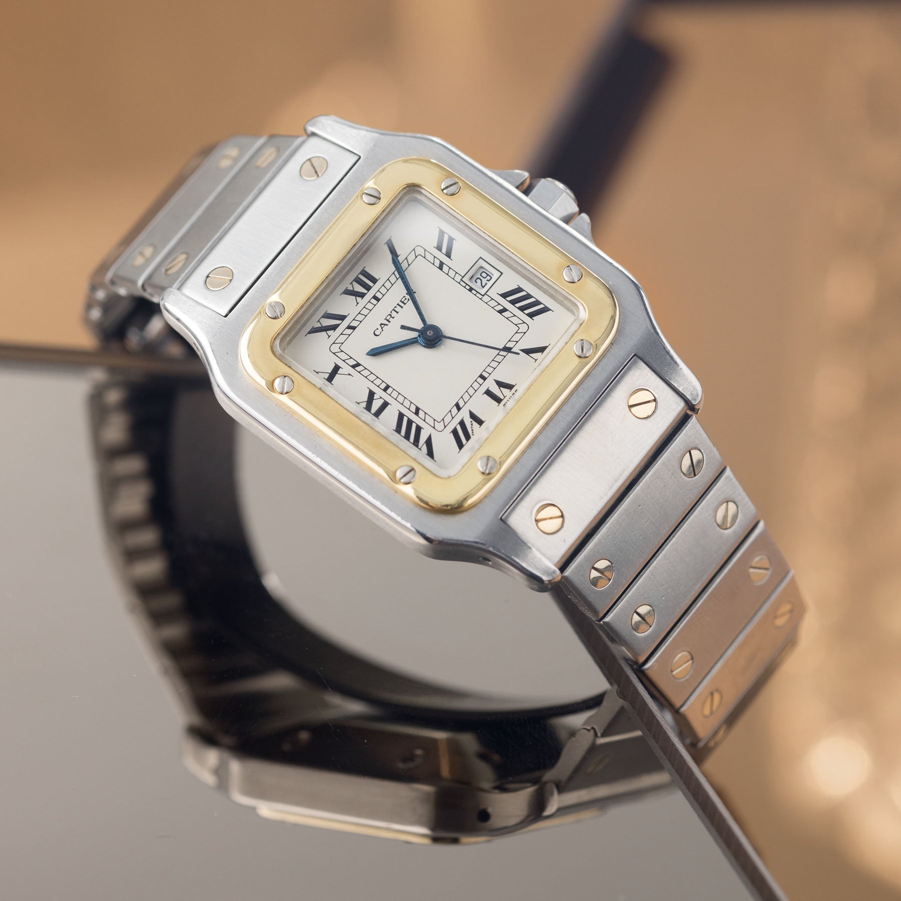 Cartier Santos Carr e Steel and Gold Automatic Movement