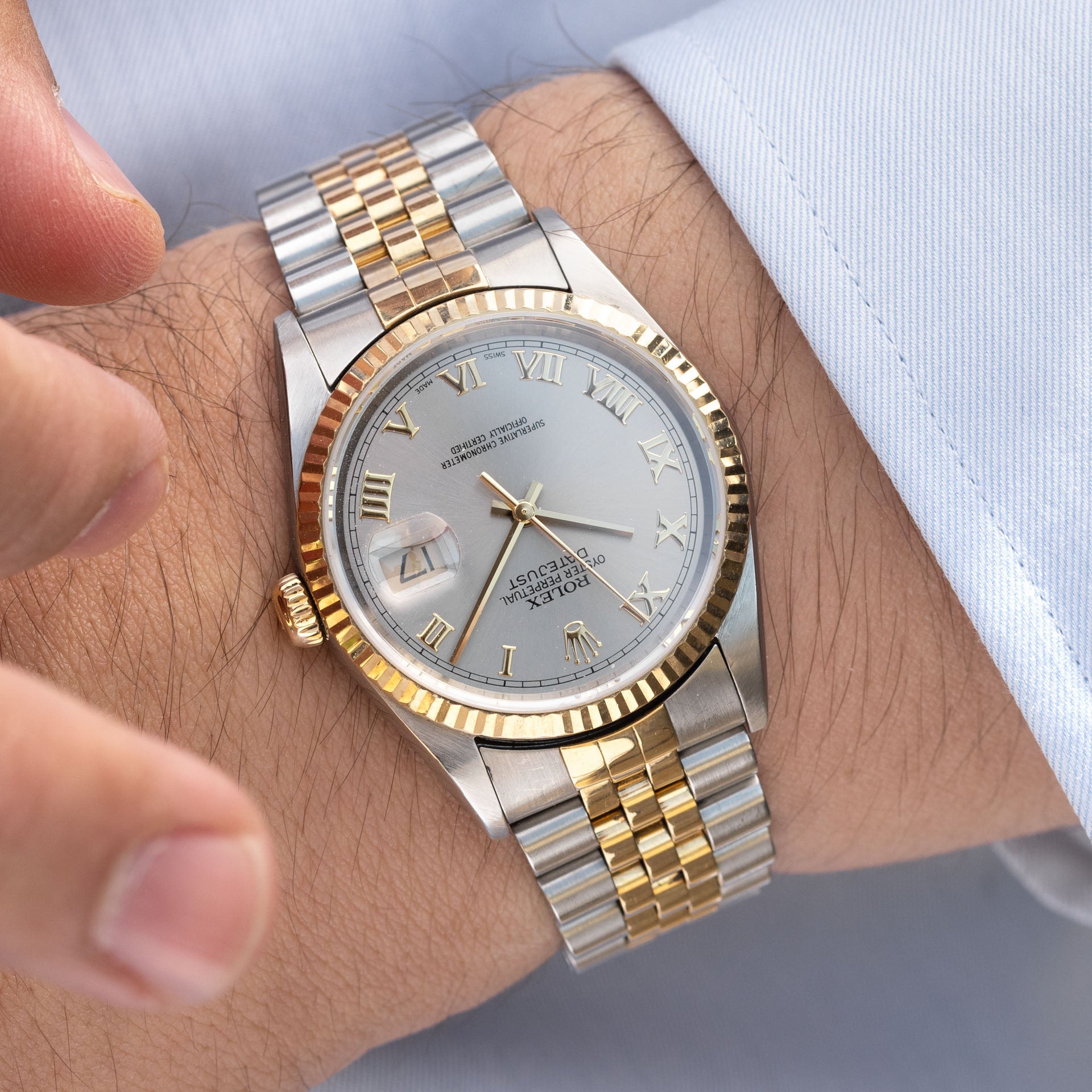 Rolex Datejust 16233 Steel and Gold with Slate Grey Dial