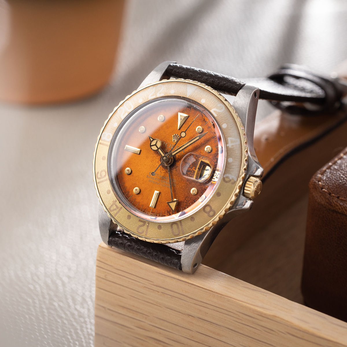 Lancette Orologio GMT Marroni/Tonalità Oro Per ETA 2893, 2836, DG 3804B - Foro 2.0mm - Foto 2