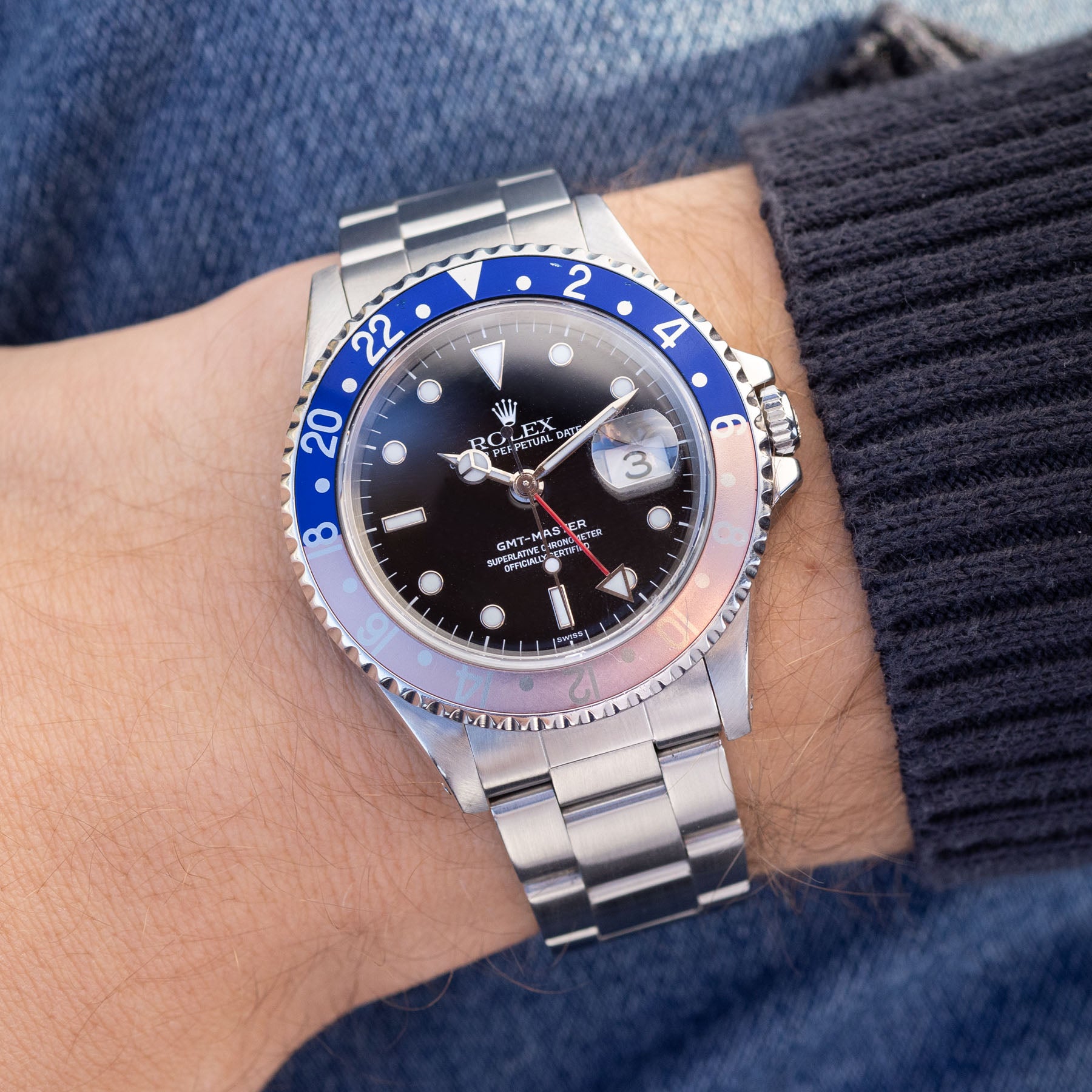 at lege i morgen Åre Rolex GMT-Master 16700 Faded Pepsi Bezel Swiss Only Dial