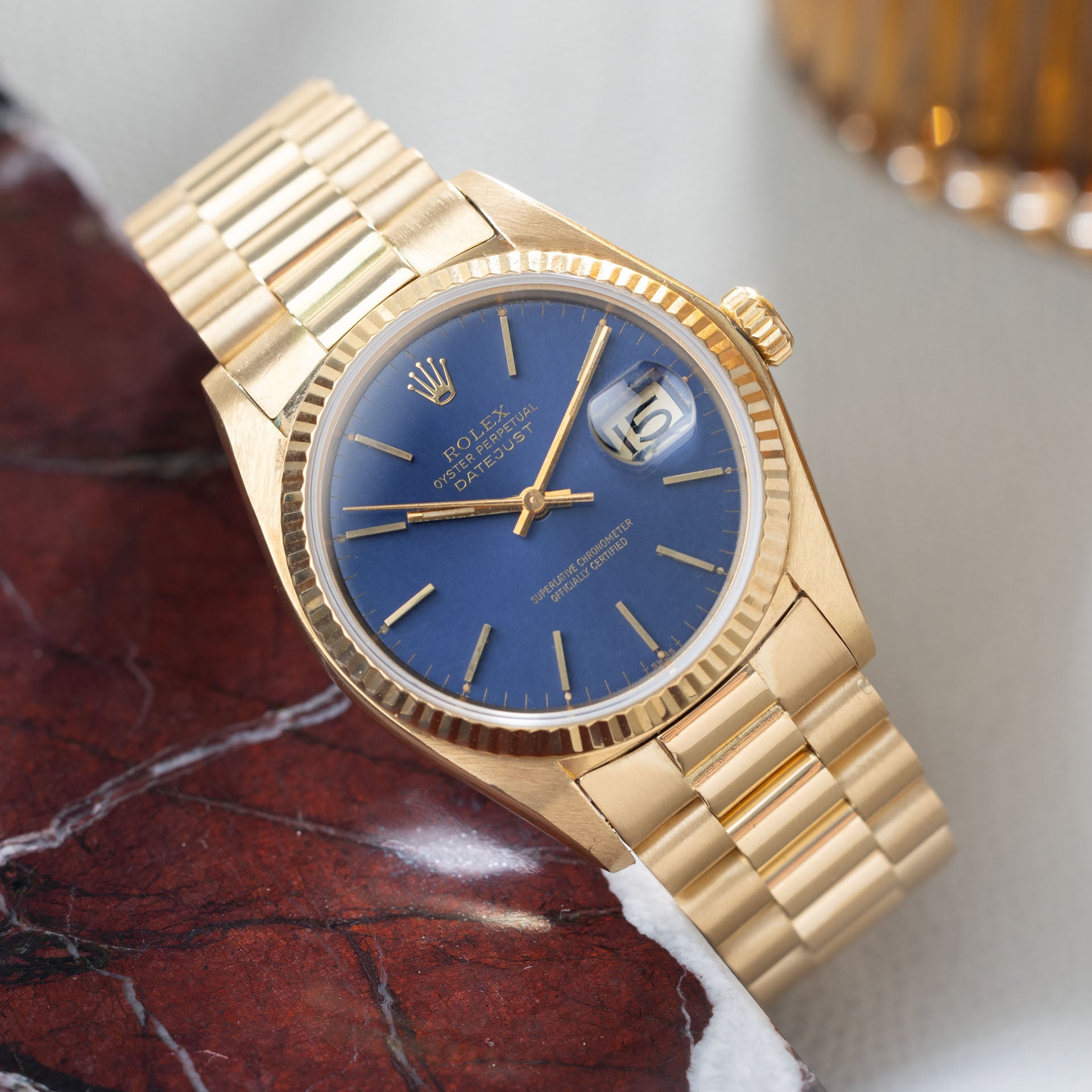 rolex datejust blue and gold