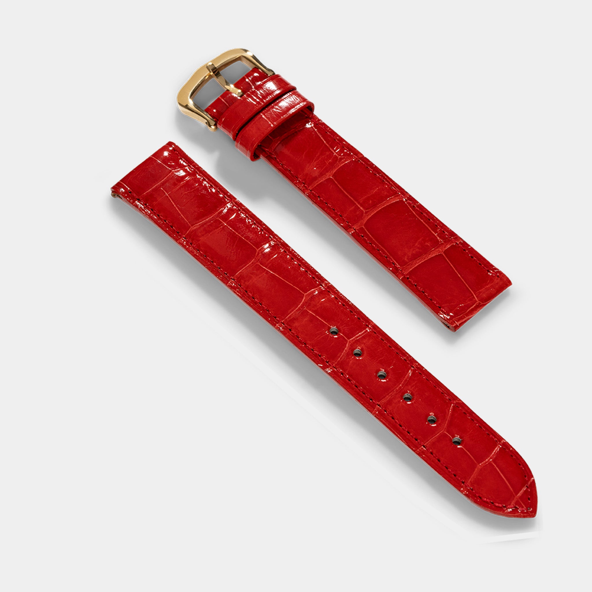 Strap for Cartier 17.5 mm - The Deep Red Full Cut Alligator Watch Strap