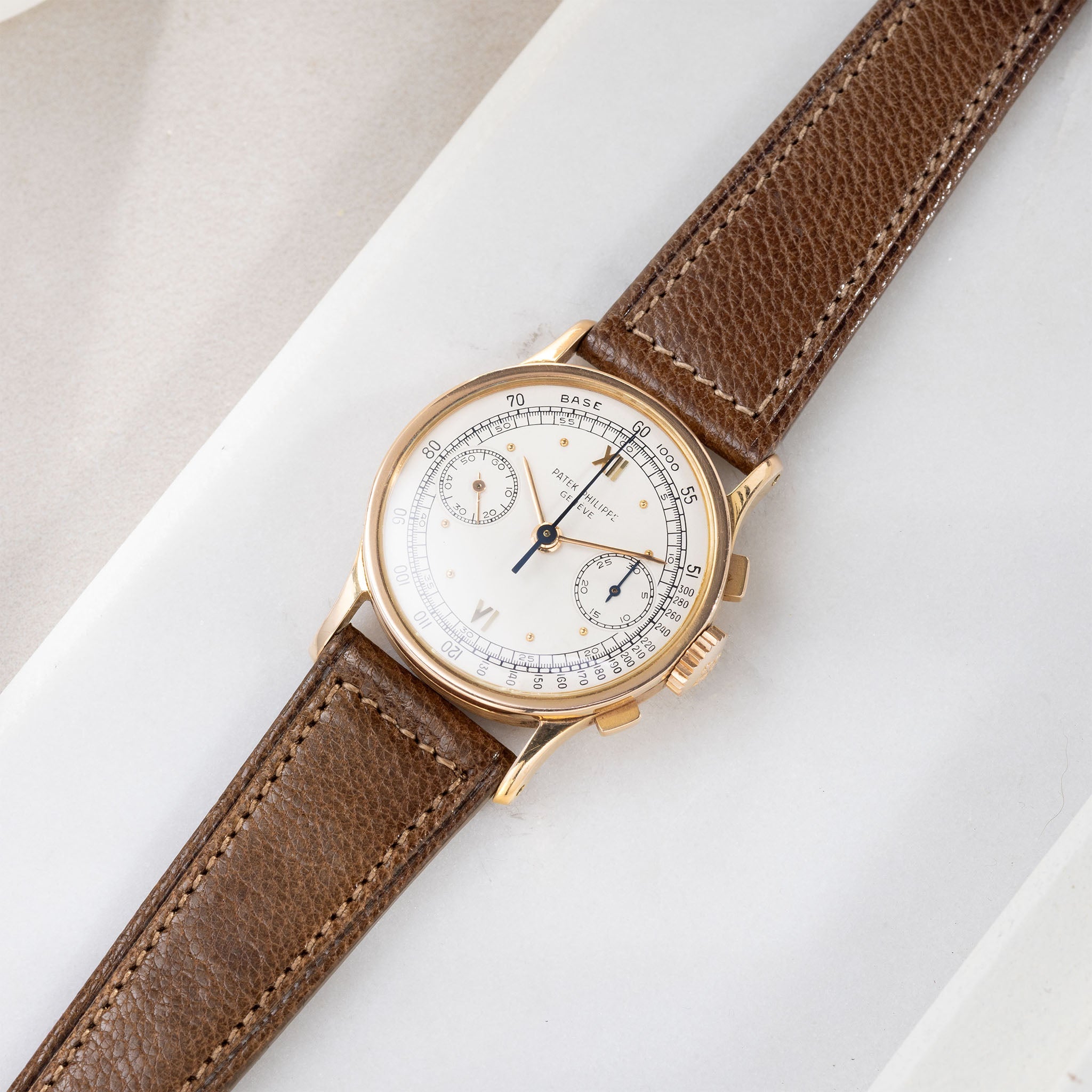 Strap for Patek Philippe 130 / 533 Chronograph - Burnished Tobacco Brown Boxed Calfskin Watch Strap