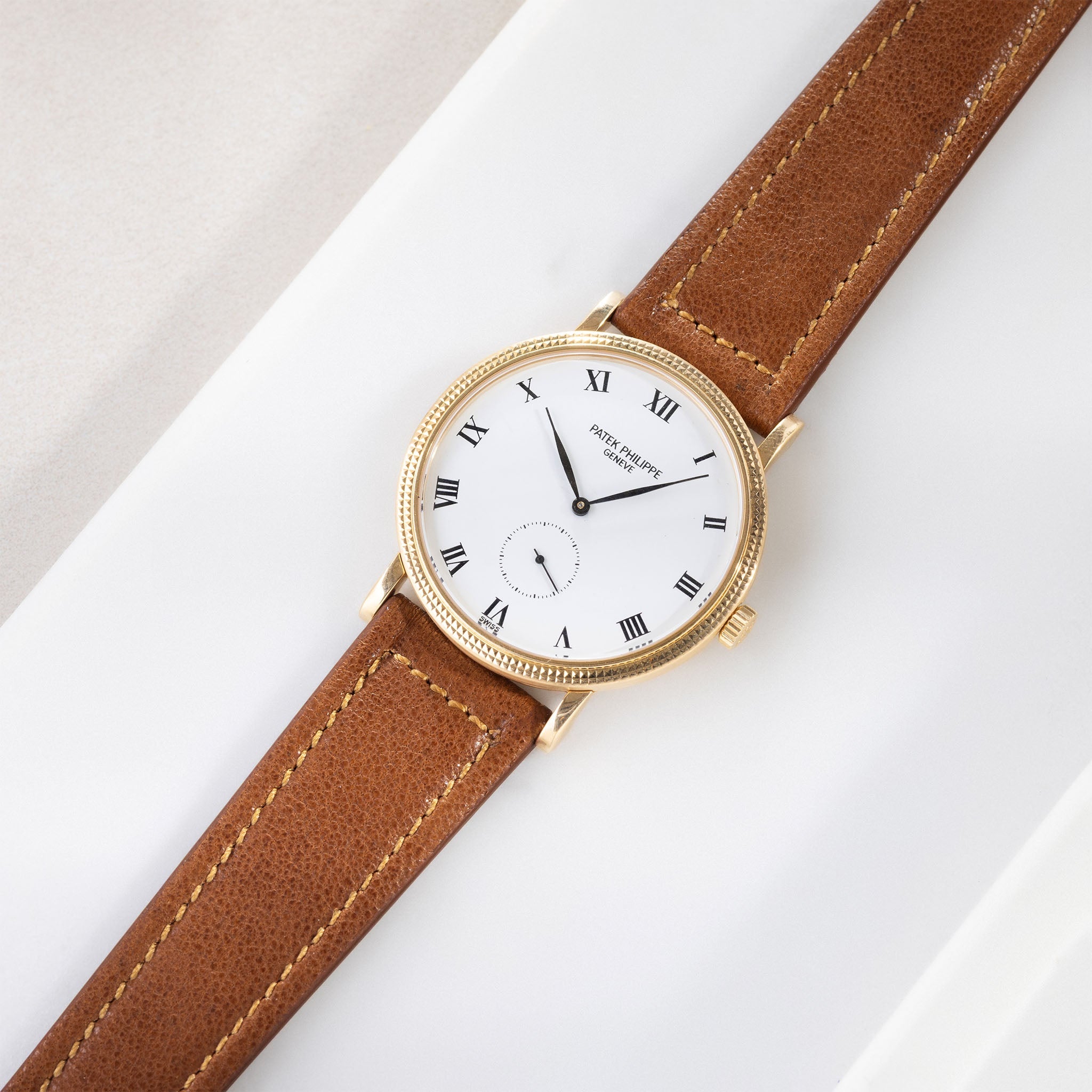 Strap for the Patek Philippe Calatrava – Amber Brown Sculptured Calfskin
