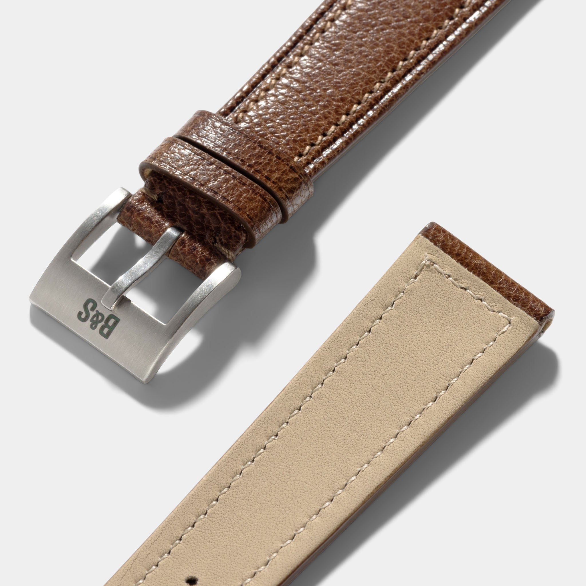 Strap for Patek Philippe 130 / 533 Chronograph - Burnished Tobacco Brown Boxed Calfskin Watch Strap