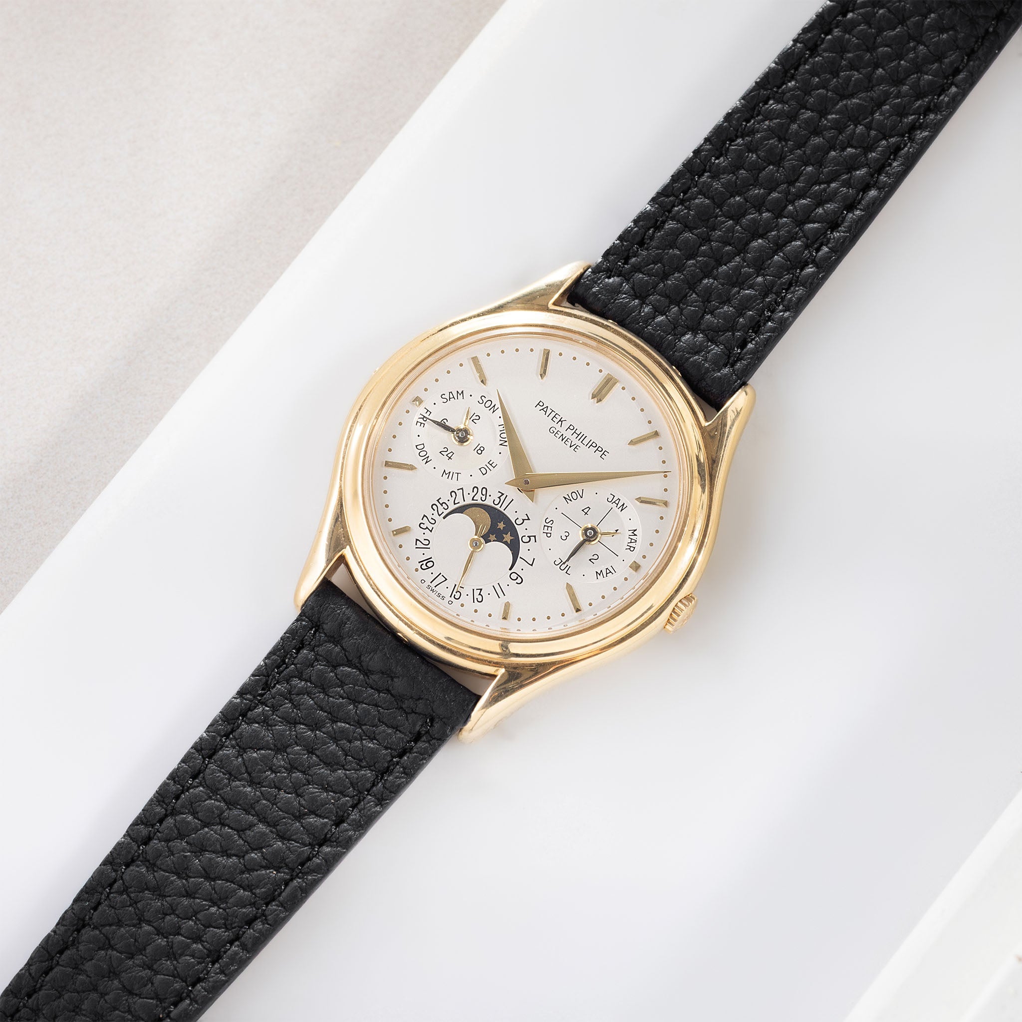 Strap for Patek Philippe 3940 Perpetual - Black Double Sided Lizard Wa