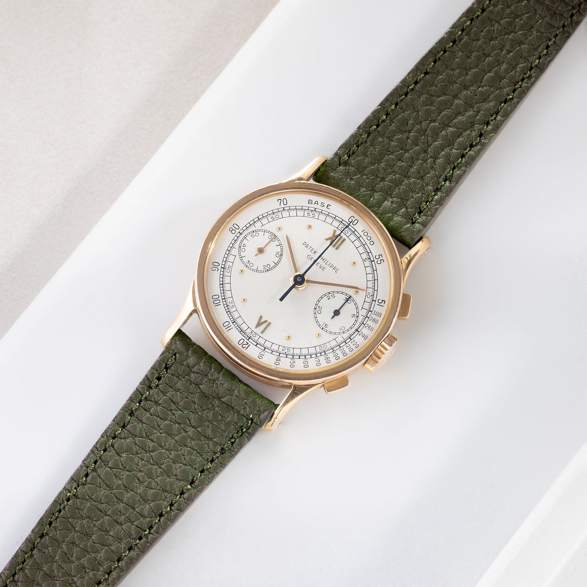Strap for Patek Philippe 130 / 533 Chronograph - Olive Grana Leather Strap