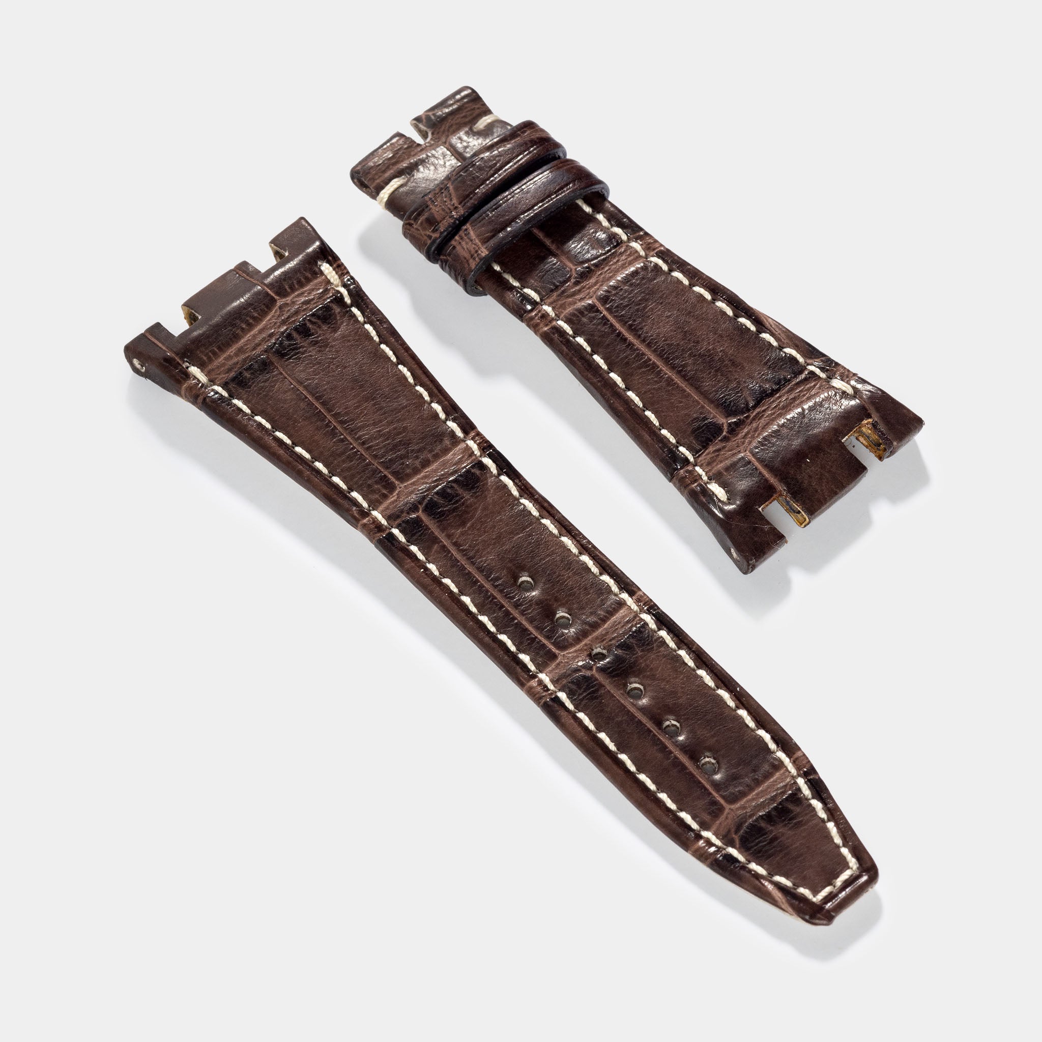 Premium Brown Alligator Leather Watch Strap for Audemars Piguet Royal Oak 39mm - Contrast Stitch
