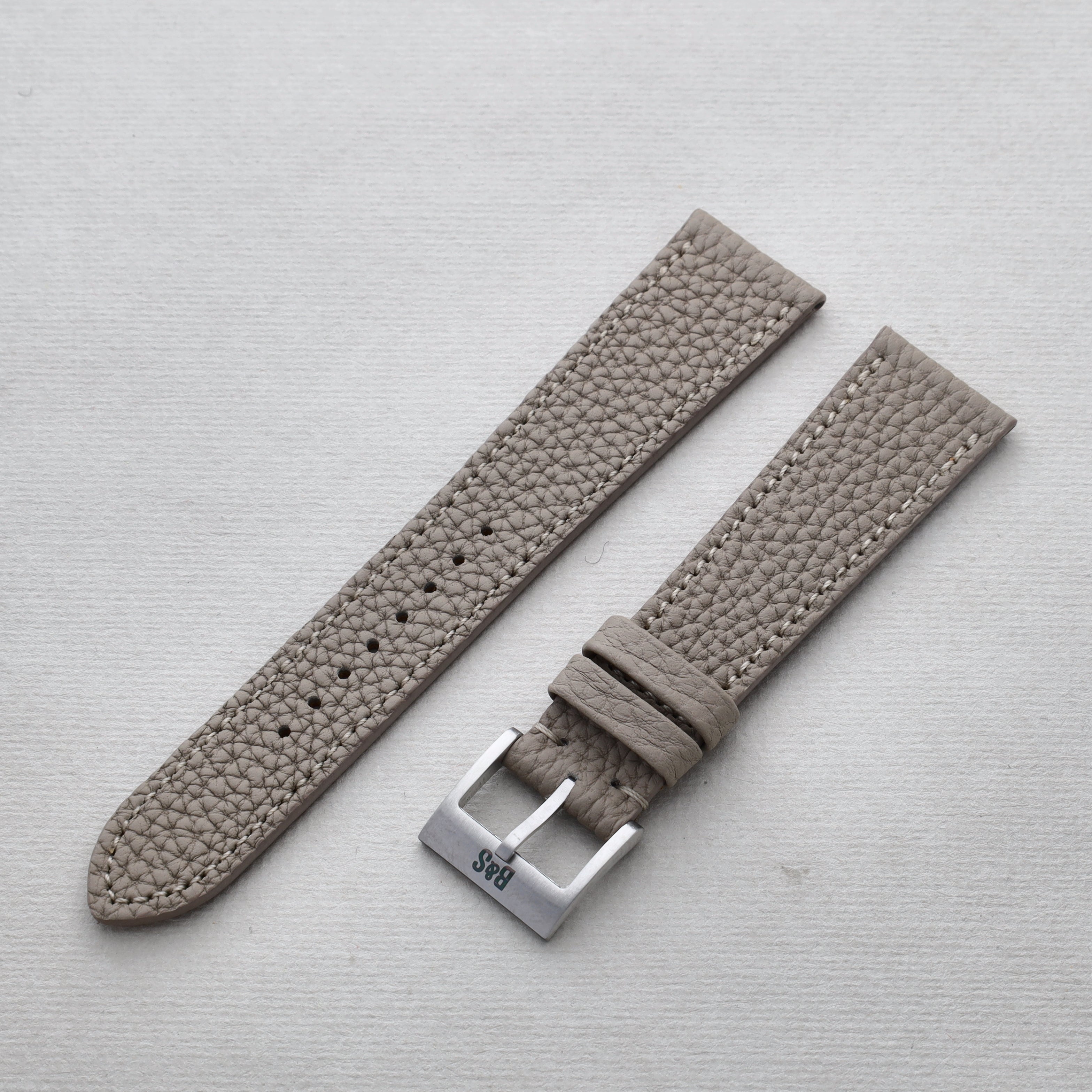 Sample Sale - Togo Light Grey Tonal Leather Watch Strap - 20mm