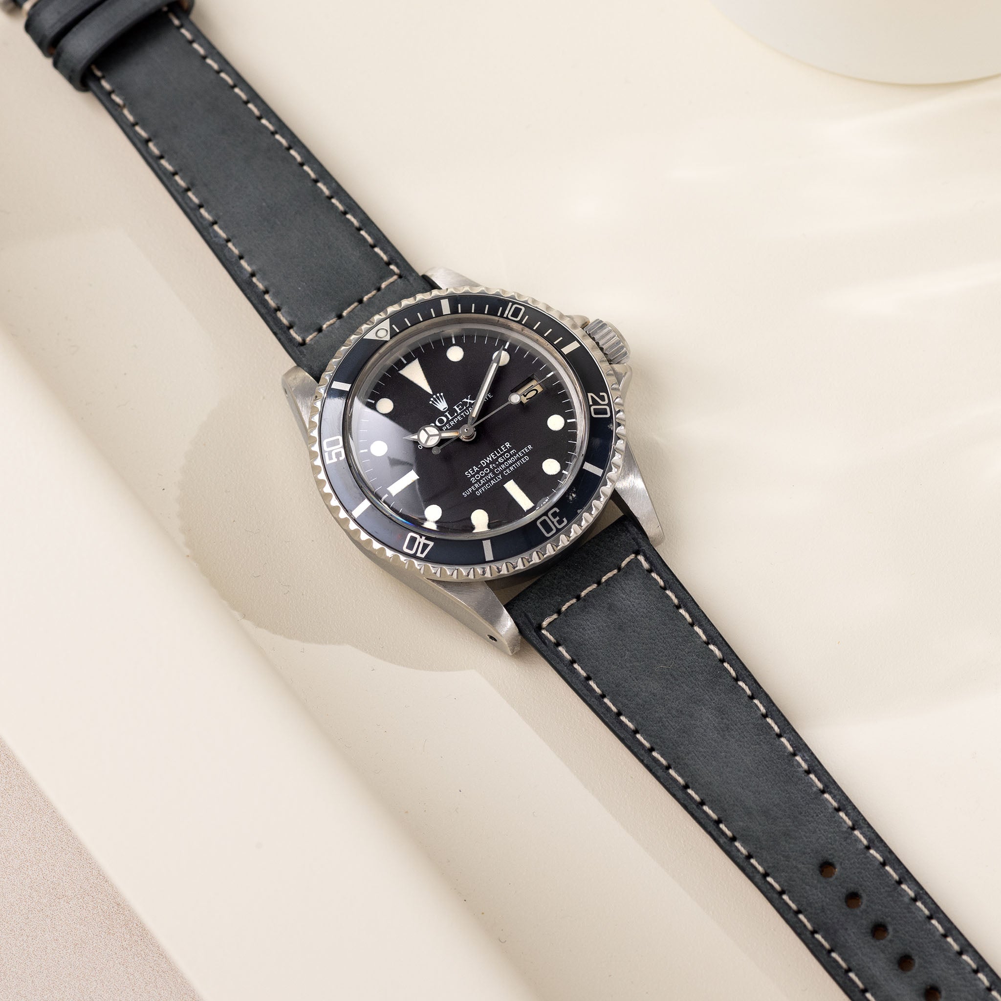 Ash_Grey_Leather_Watch_Strap_Details_For_Vintage_Rolex_Submariner_Seadweller