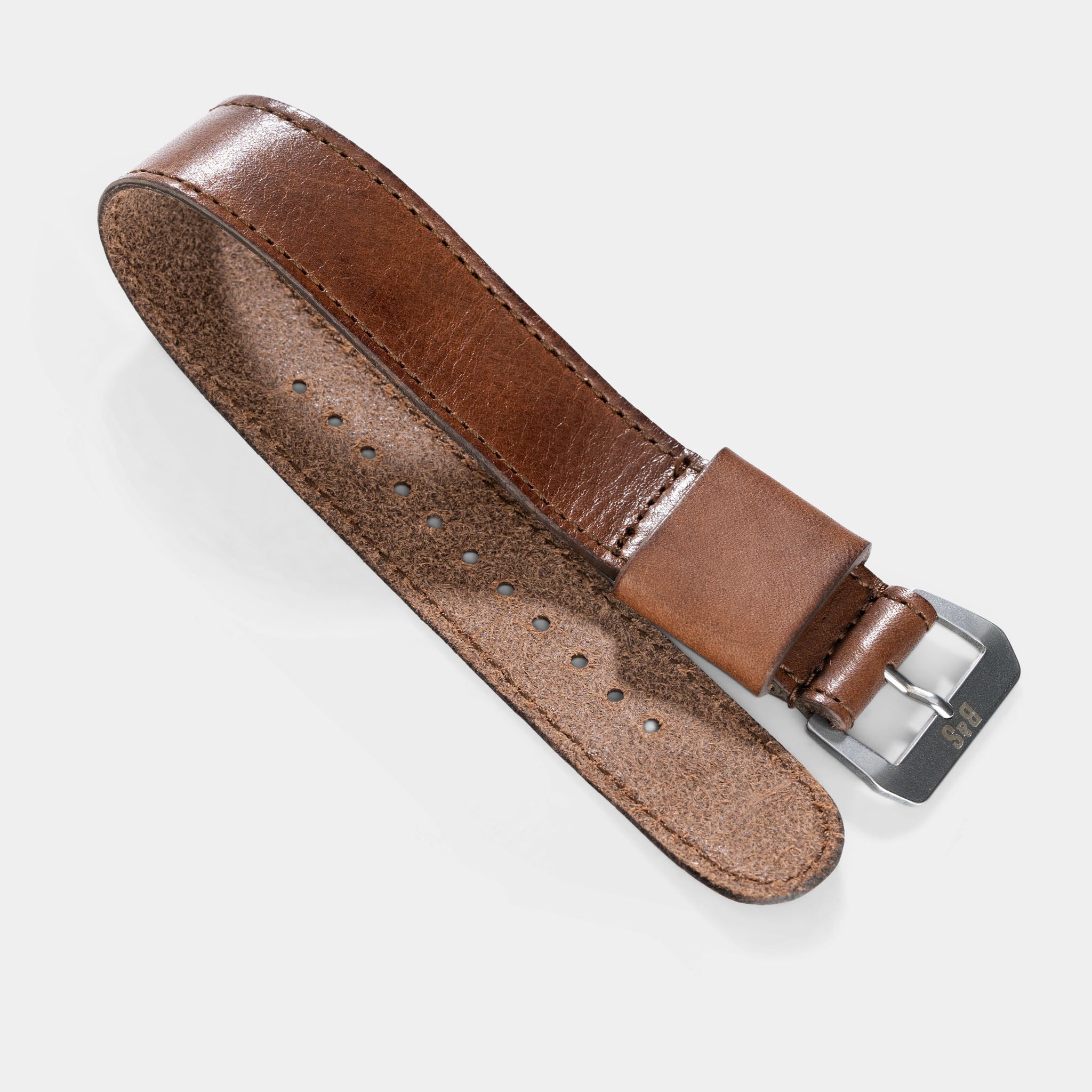 Finest_italian_One_Piece_Nato_Style_Brown_Leather_Watch_Strap