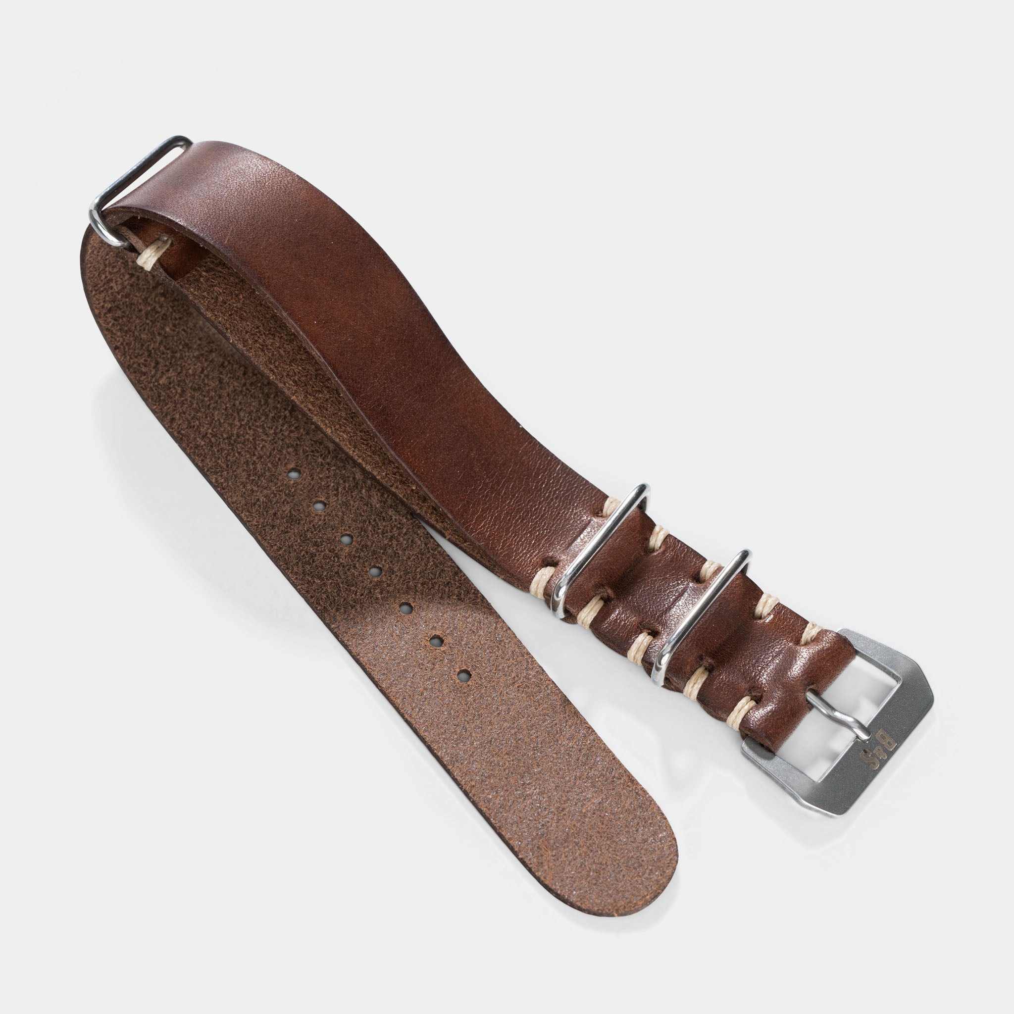 Finest_italian_Side_Stitch_Nato_Style_Brown_Leather_Watch_Strap