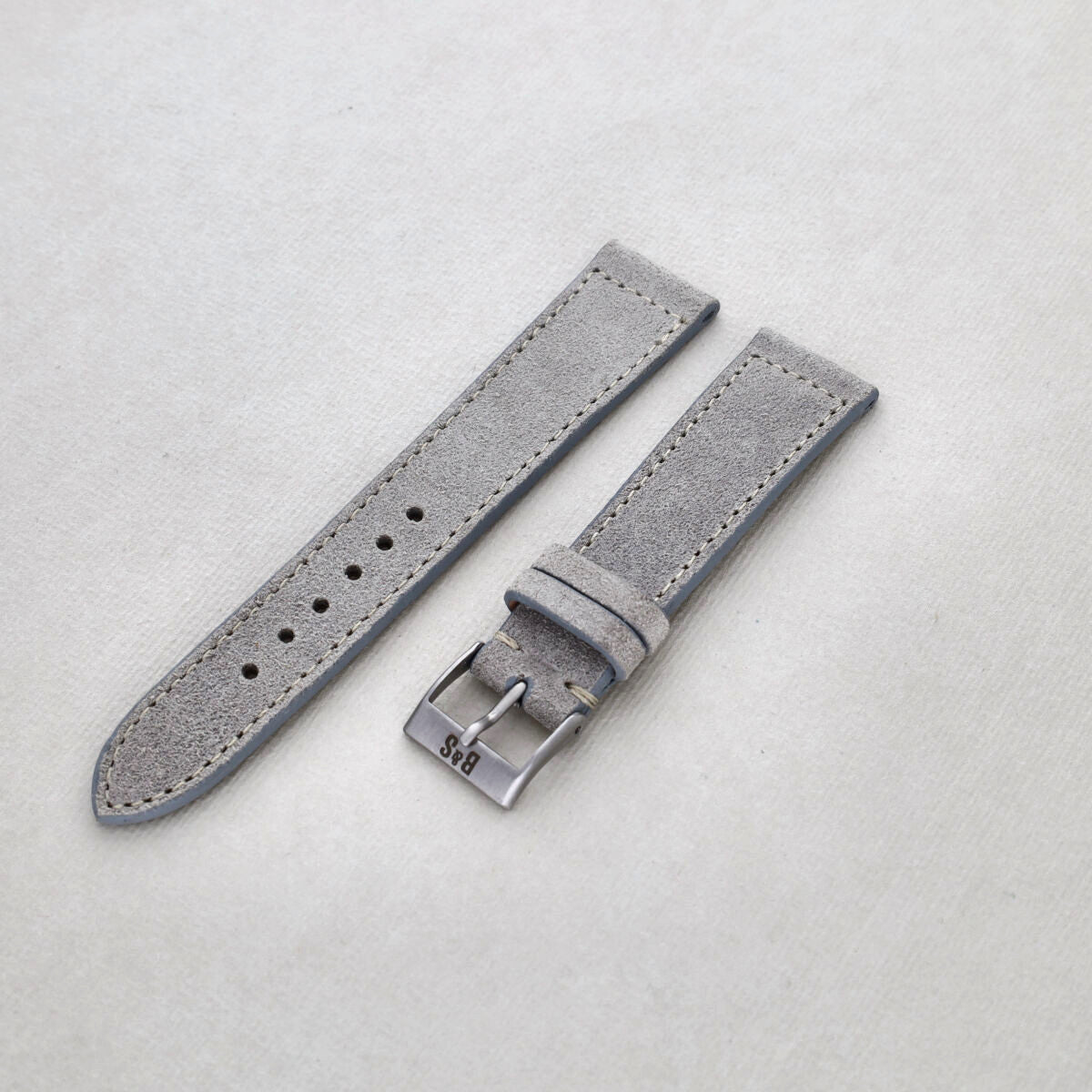 Sample Sale - Rugged Grey Boxed Stitch Leather Watch Strap