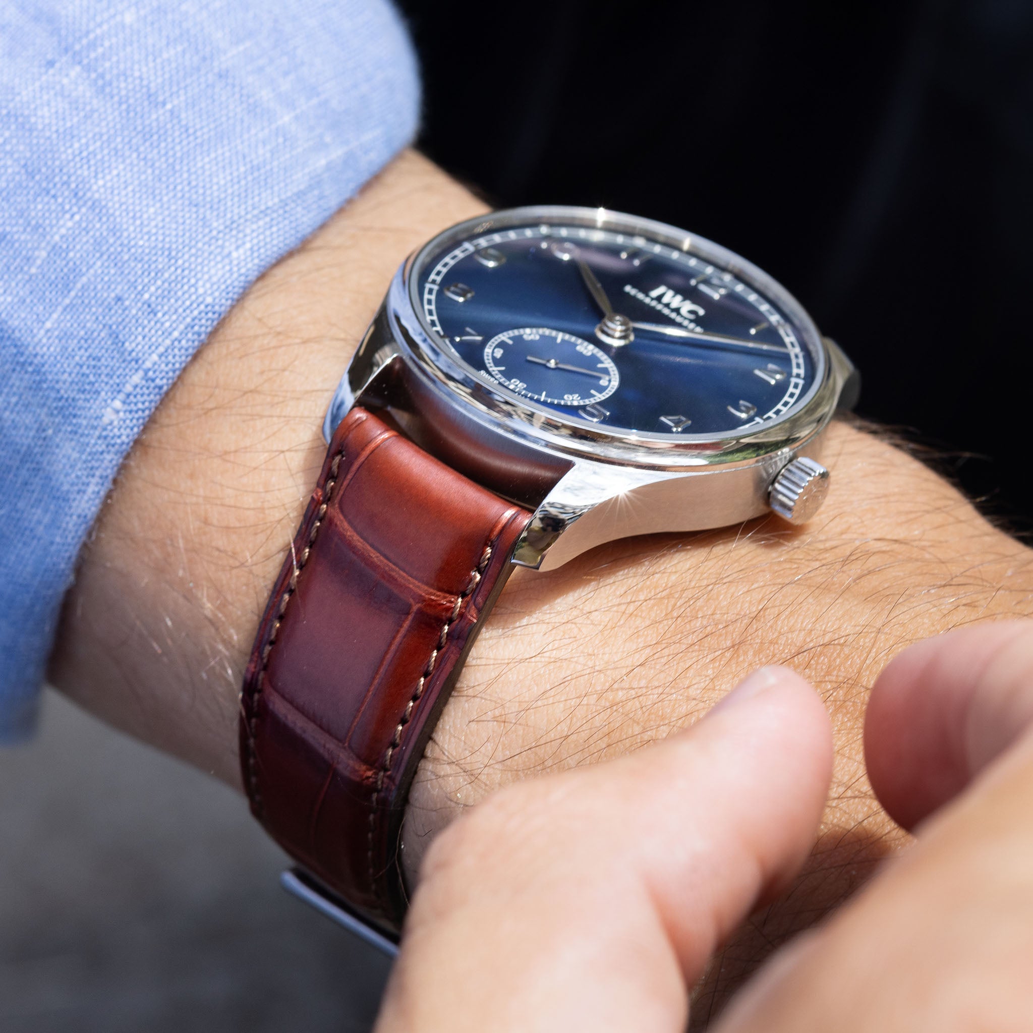 Strap for IWC Portugieser 20 mm - The Brown Full Cut Alligator Watch Strap